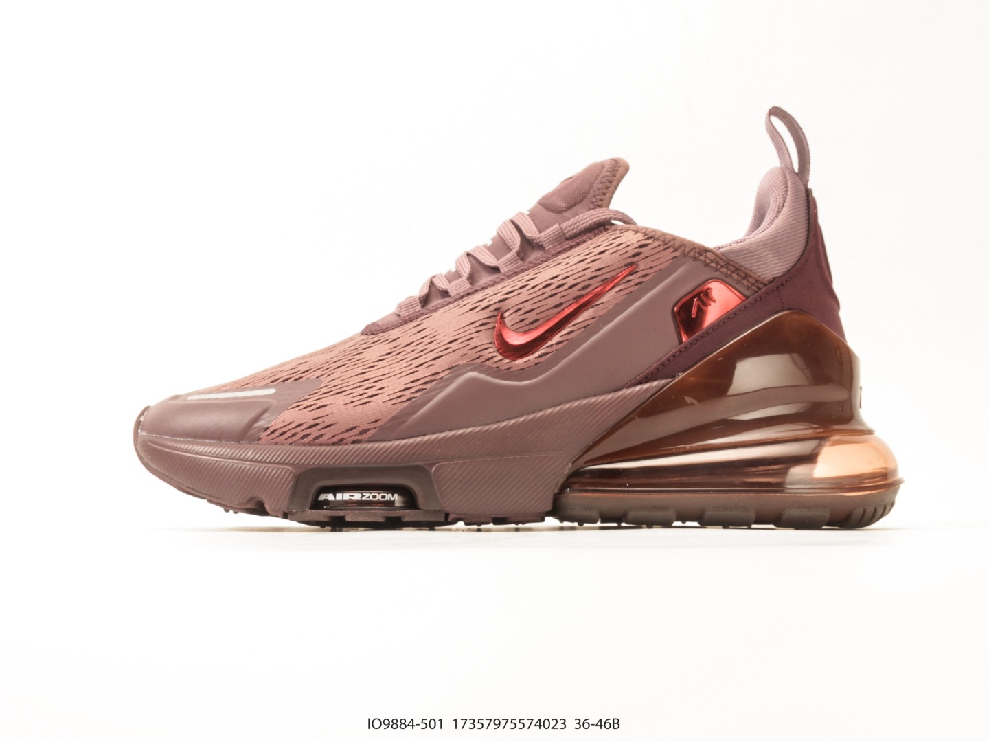 耐克 Air Max 270 Flyknit 运动缓震 大气垫休闲跑步鞋时尚舒适的穿着感受和出众格调 鞋款设计灵感源自Air Max经典 搭配大型窗口和新颖配色 彰显的出众创新 缔造非凡舒适的日常穿着体验 从跑步运动汲取设计灵感 打造利落外观 让你时刻彰显风范 货号IO9884-501#17357975574023