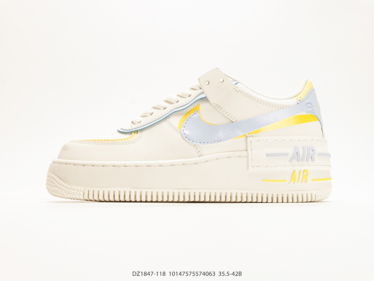 耐克NK WMNS Air Force 1 Shadow 轻量增高低帮百搭板鞋拼接马卡龙 全新少女系解构主义设计 双层轻量EVA发泡中底+防滑RB橡胶外圈底鞋 货号:DZ1847-118#101487575574063