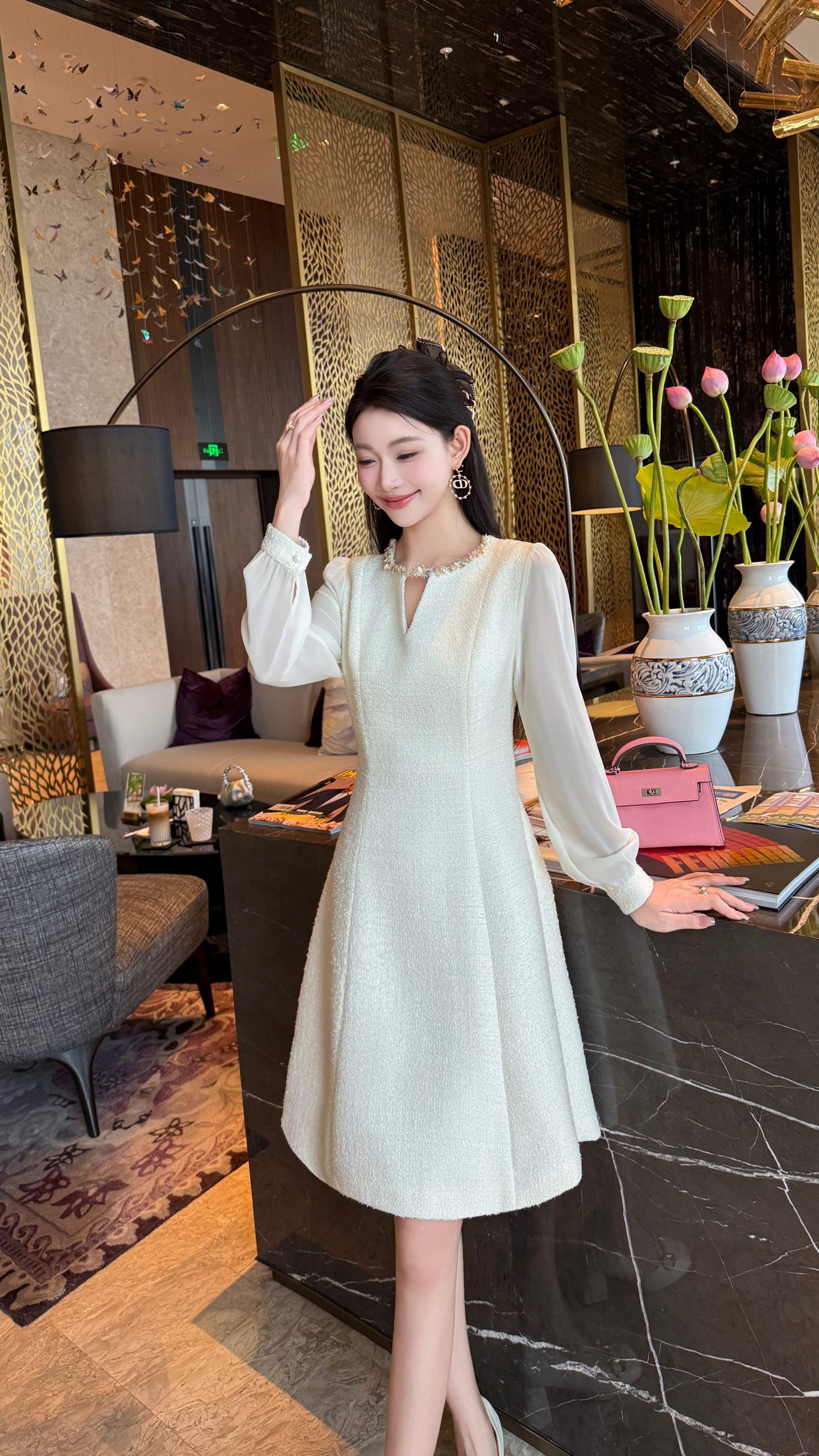 Elegant Women's Long Sleeve Dress - Classic Chanel Style, Formal Occasion 3 i1756705309912 8422 0 2