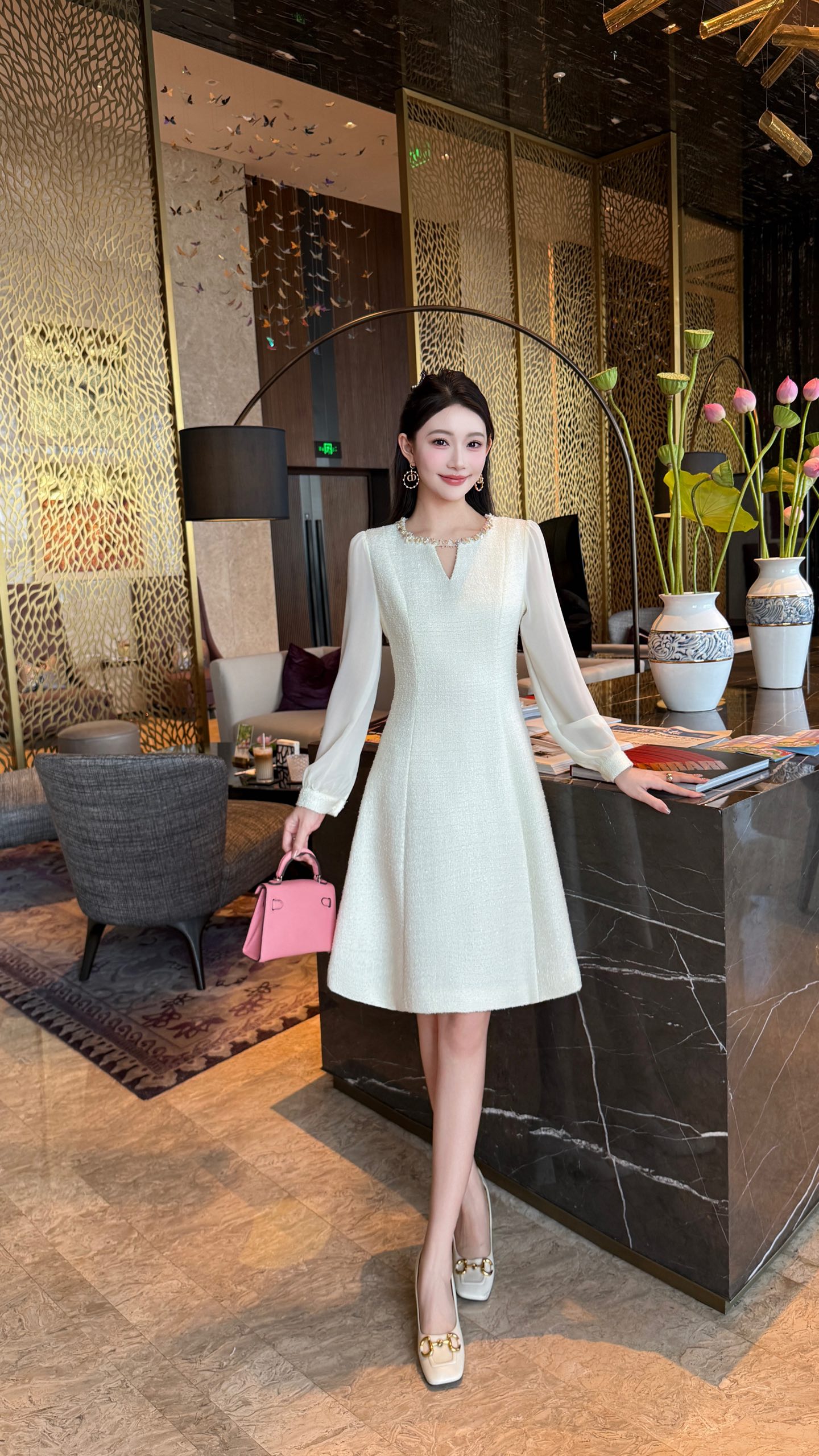 Elegant Women's Long Sleeve Dress - Classic Chanel Style, Formal Occasion 6 i1756705312316 1151 0 6