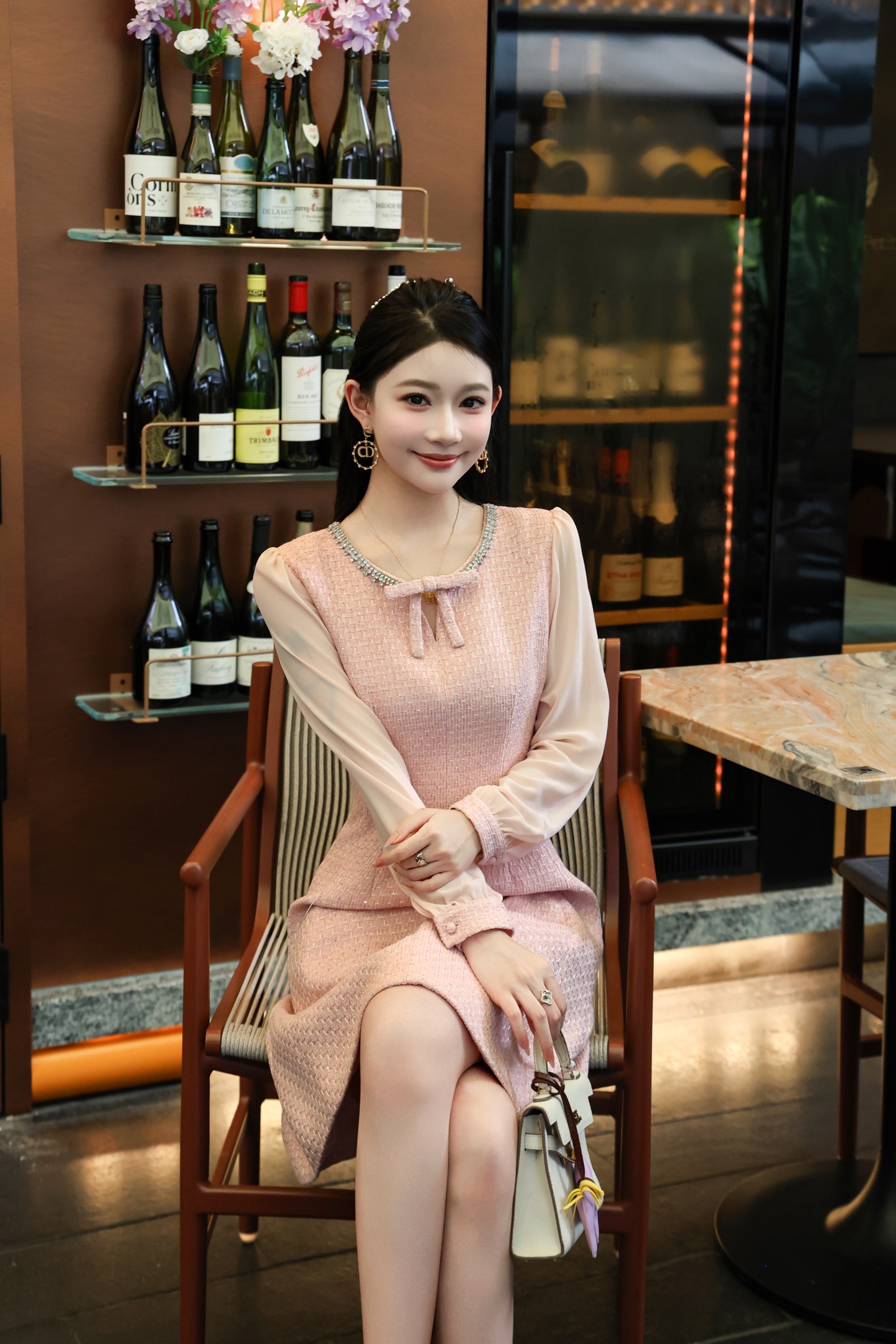 Elegant Women's Long Sleeve Rhinestone Dress - French Chanel Style 10 i1756706731360 6842 0 3