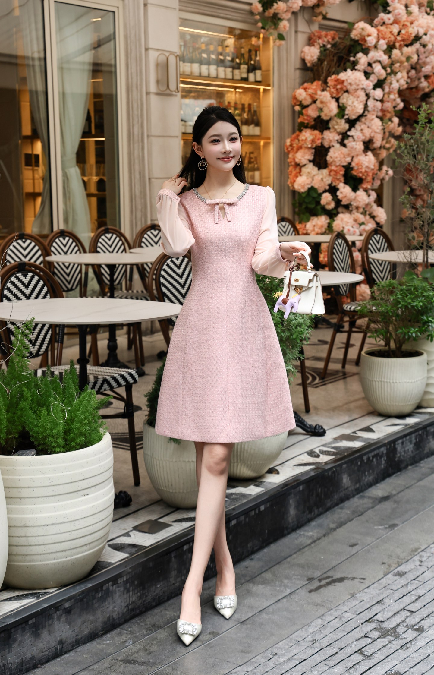 Elegant Women's Long Sleeve Rhinestone Dress - French Chanel Style 3 i1756706731470 7013 0 1