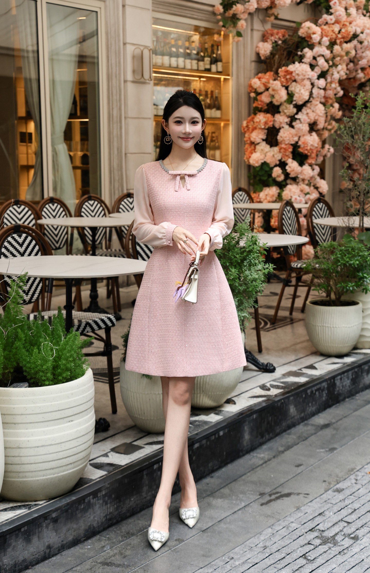 Elegant Women's Long Sleeve Rhinestone Dress - French Chanel Style 2 i1756706731575 3305 0 2