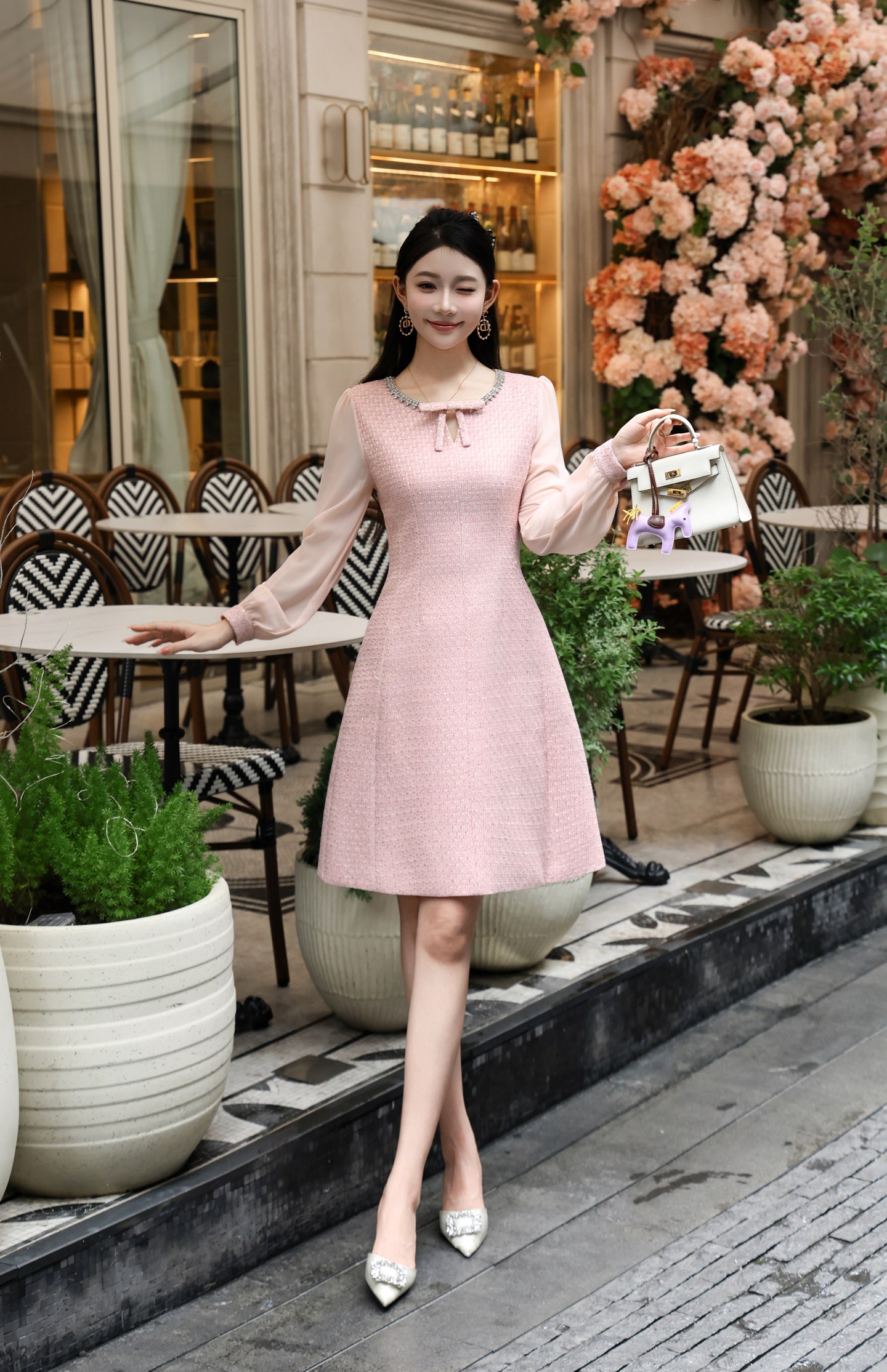 Elegant Women's Long Sleeve Rhinestone Dress - French Chanel Style 4 i1756706733699 5639 0 7