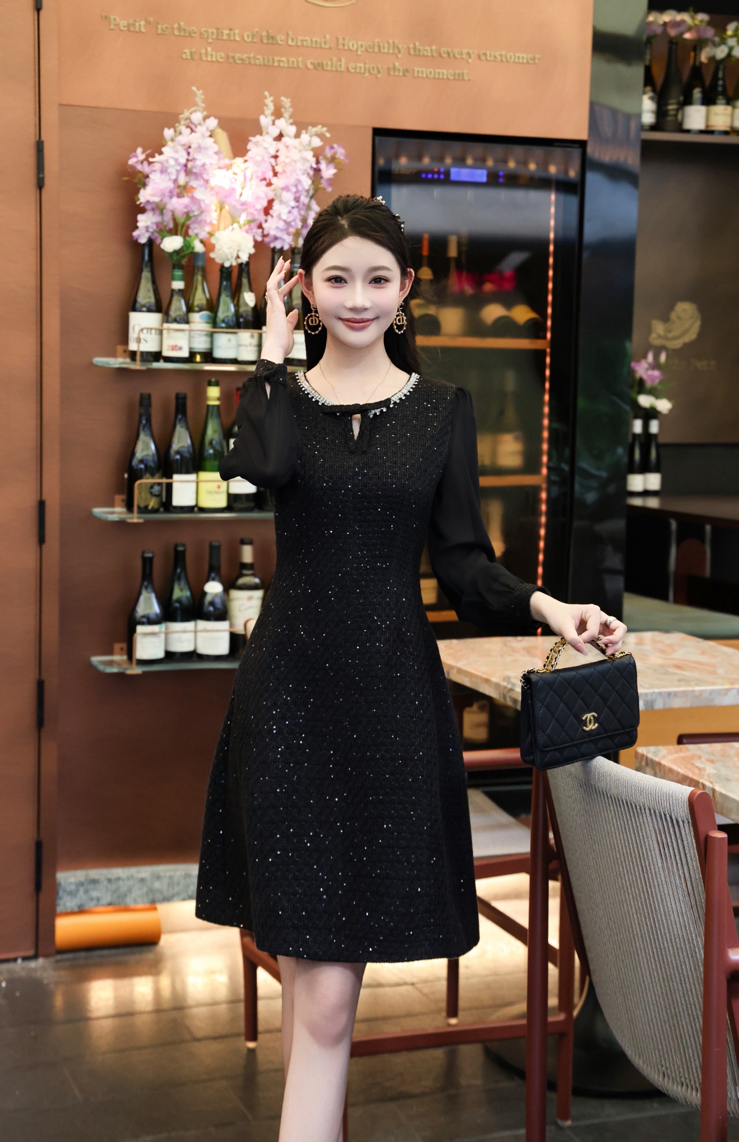 Elegant Autumn French Style Pink/Black Long Sleeve Dress 6 i1756707231256 9397 0 6