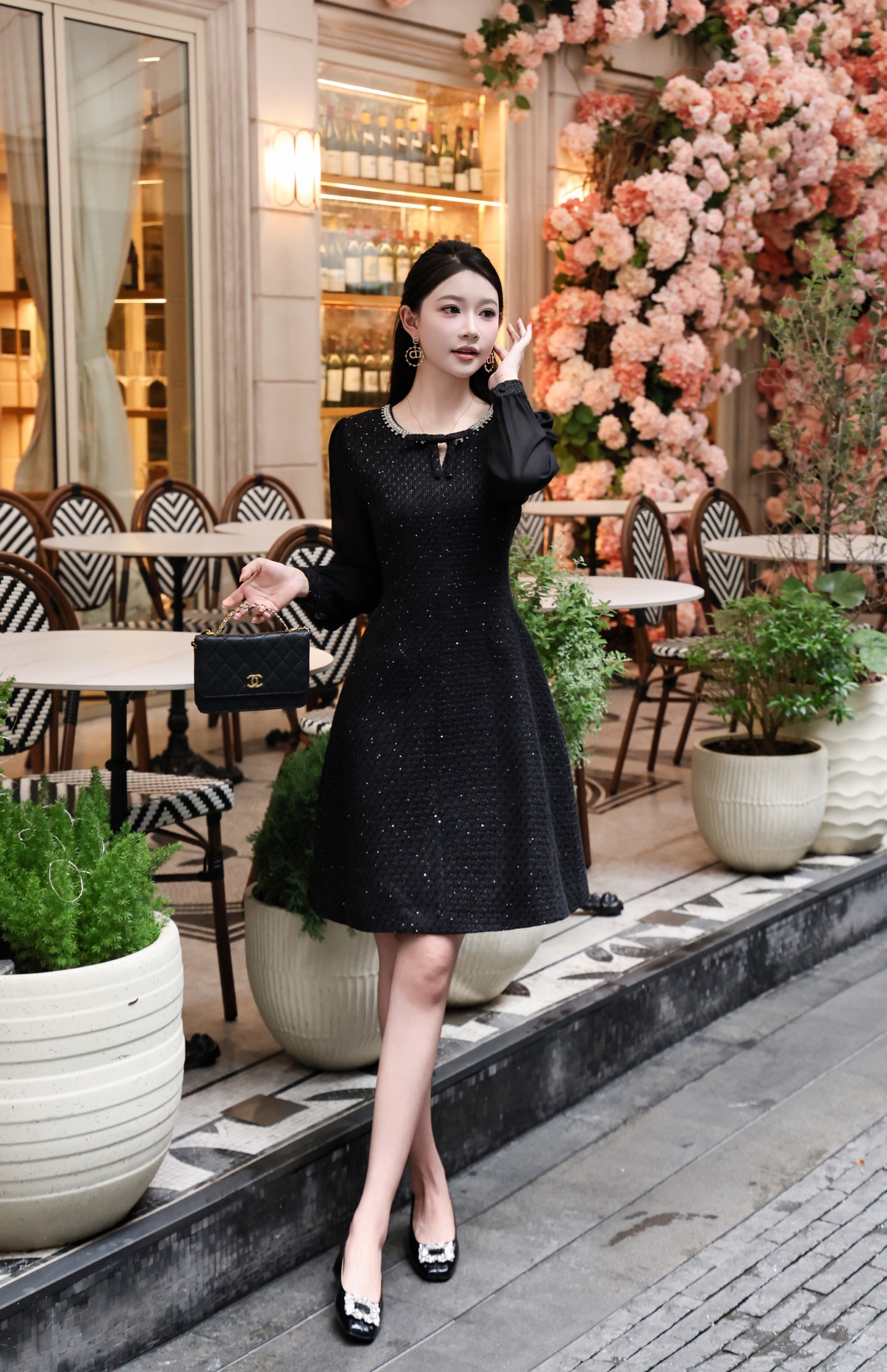 Elegant Autumn French Style Pink/Black Long Sleeve Dress 2 i1756707231269 763 0 1