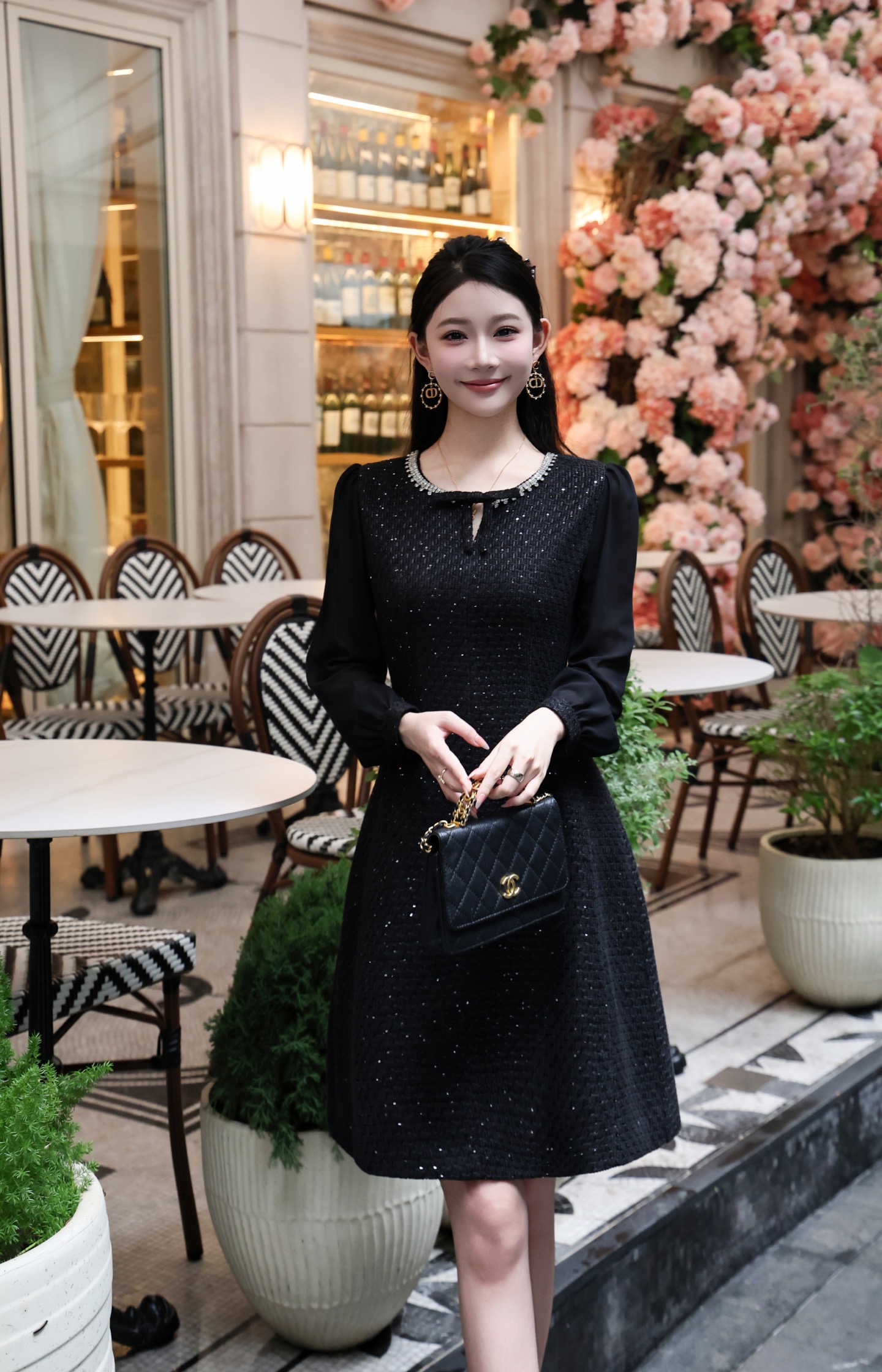 Elegant Autumn French Style Pink/Black Long Sleeve Dress 7 i1756707234030 7047 0 7