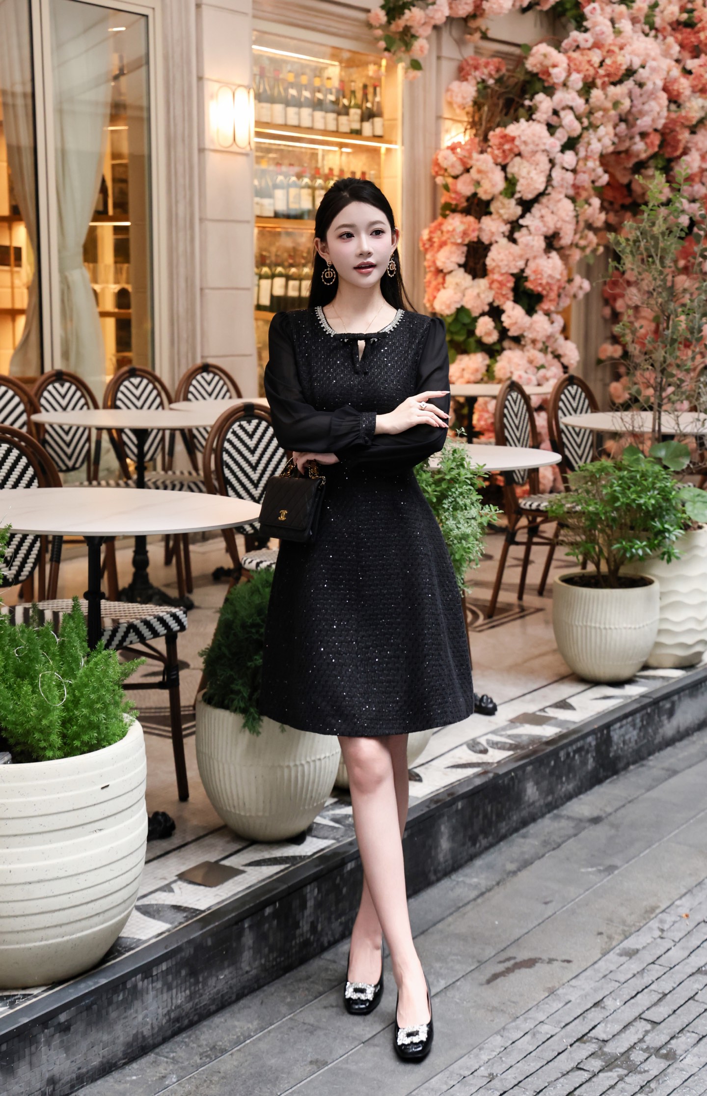 Elegant Autumn French Style Pink/Black Long Sleeve Dress 3 i1756707234096 8600 0 2