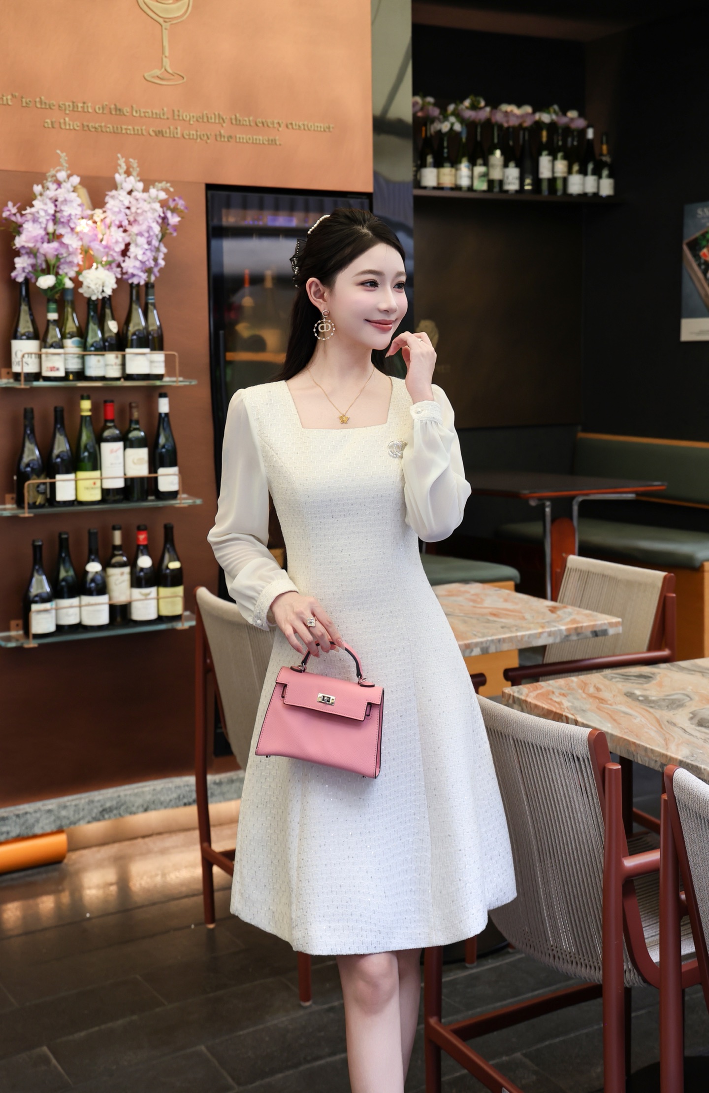Elegant French Style Long Sleeve A-Line Dress - Chic & Timeless 3 i1756707369913 4038 0 2