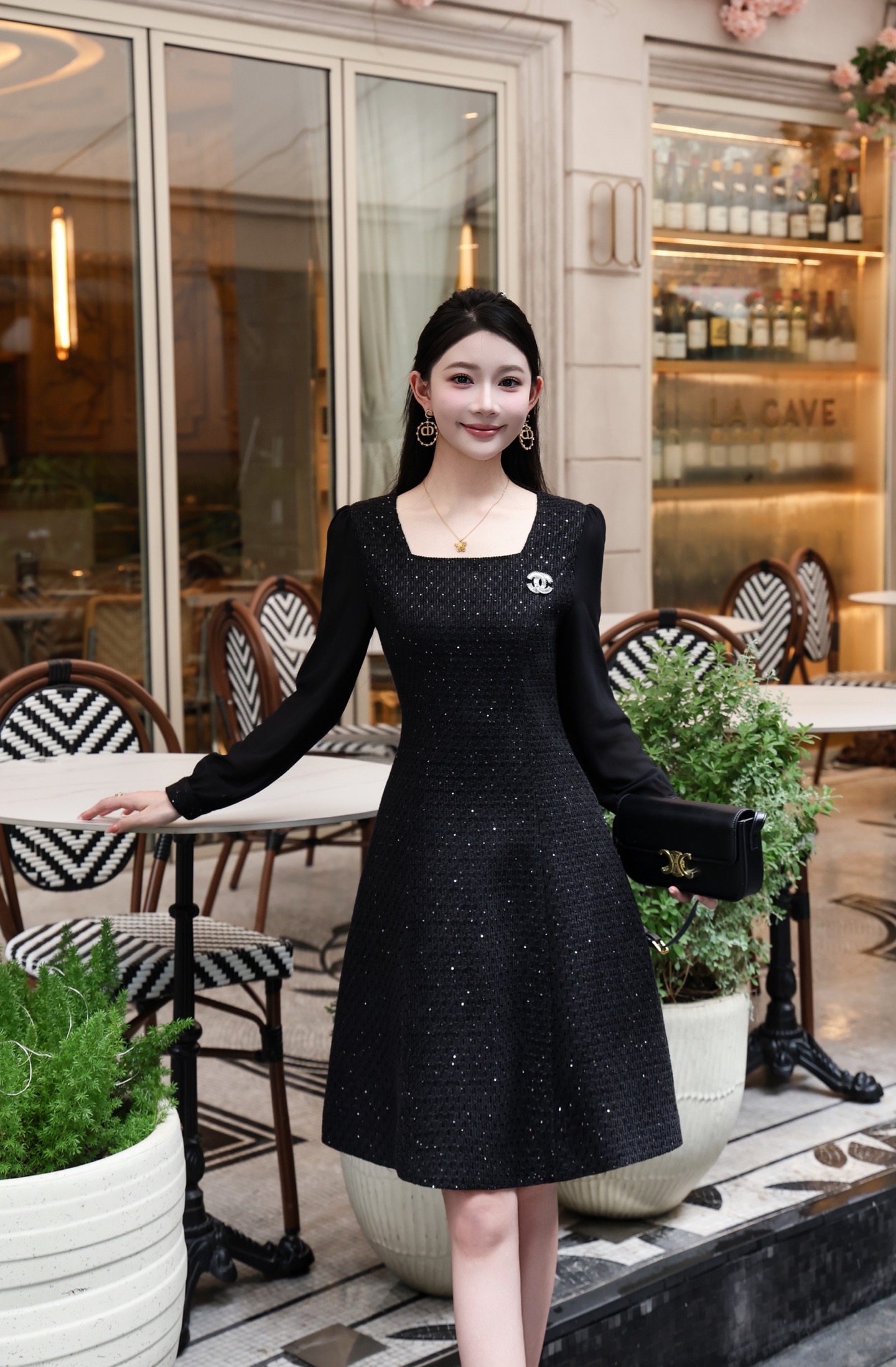 Elegant French Style Long Sleeve A-Line Dress - Timeless Chic 3 i1756707662172 8319 0 2