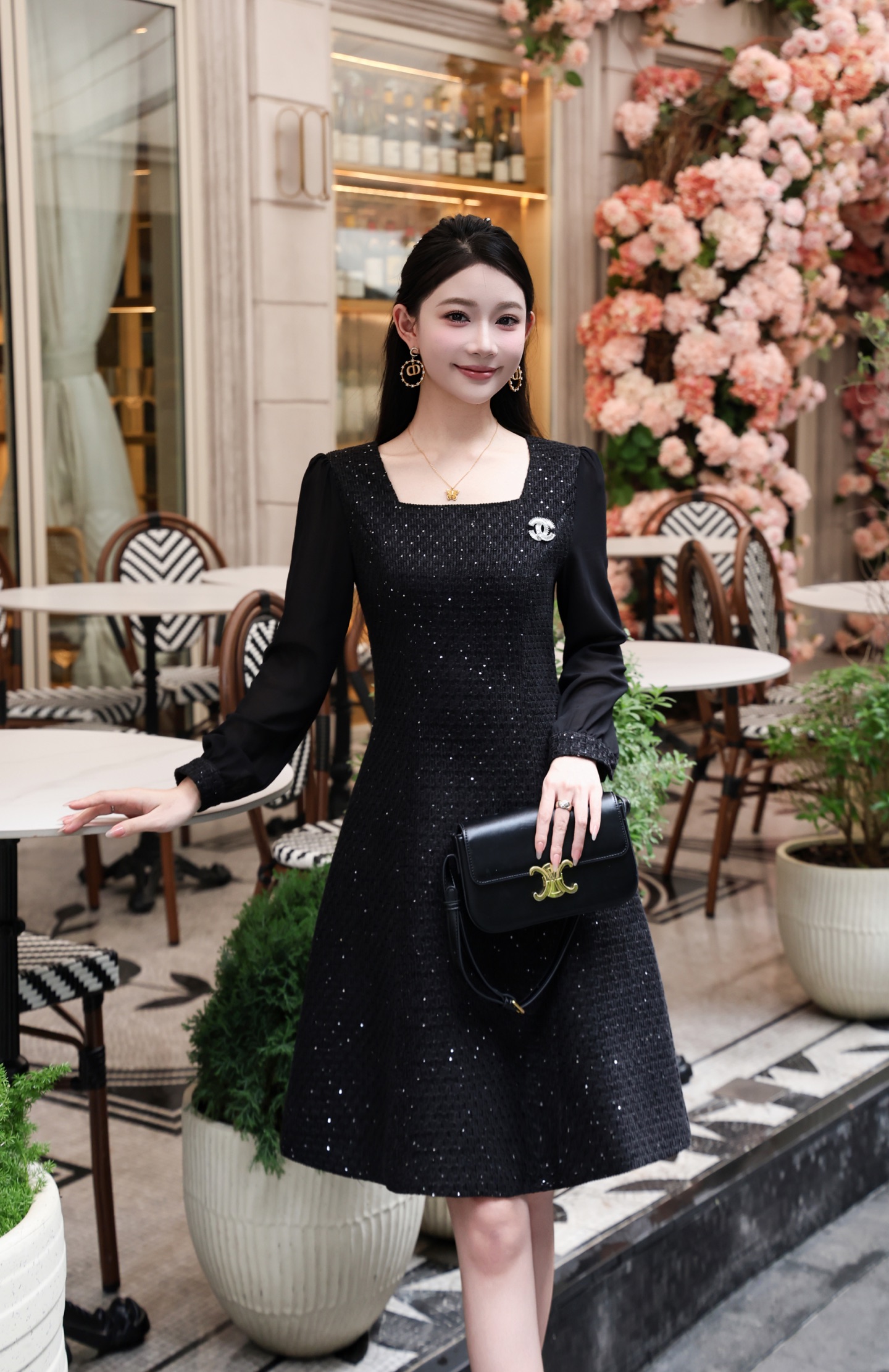 Elegant French Style Long Sleeve A-Line Dress - Timeless Chic 2 i1756707662199 7575 0 1