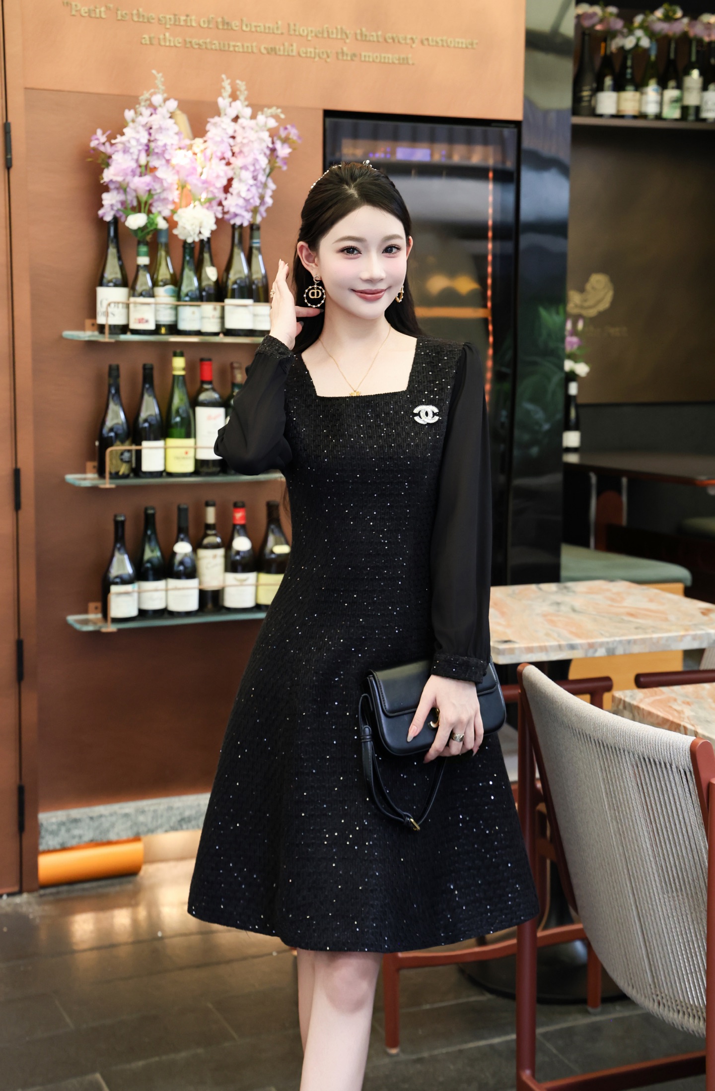 Elegant French Style Long Sleeve A-Line Dress - Timeless Chic 5 i1756707662259 8534 0 5