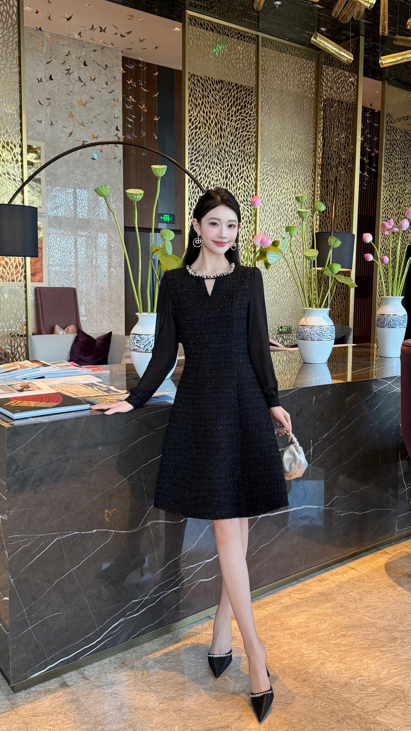 Elegant Women's Long Sleeve Dress - Classic Chanel Style, Perfect for Occasions 5 i1756708397533 6368 0 5