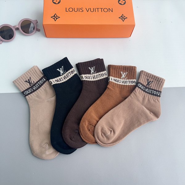 Louis Vuitton Sock- Mid Tube Socks Combed Cotton Fashion