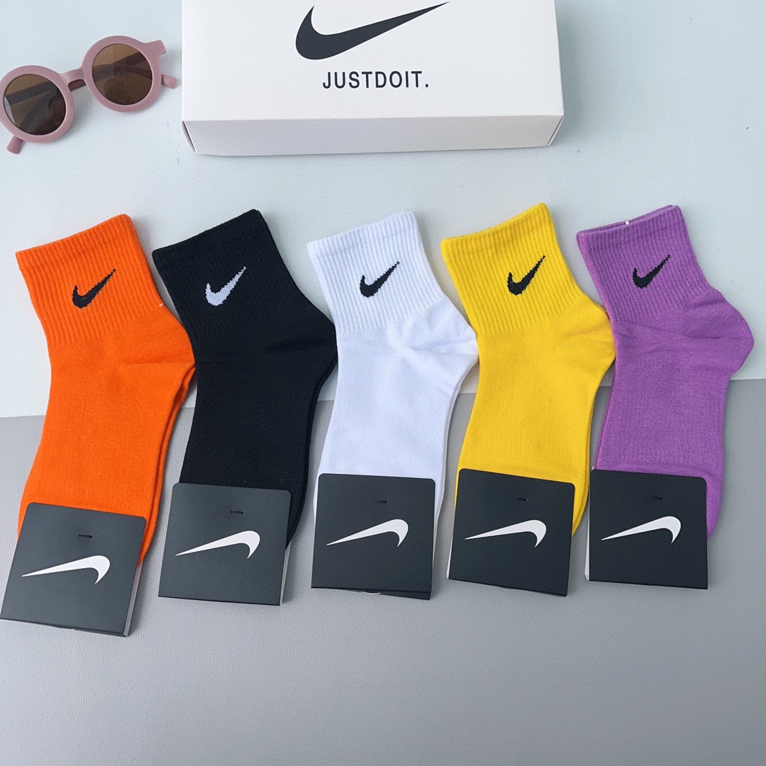 配包装一盒5双新款Nike/耐克中筒袜精梳棉专柜同步高品质抗菌防臭吸汗透气[得意][得意]
