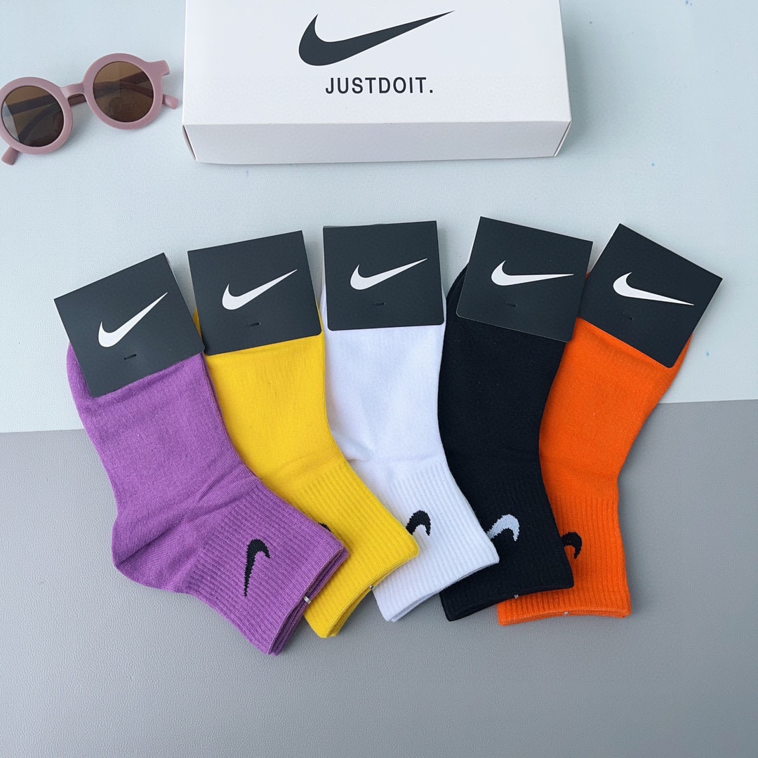 配包装一盒5双新款Nike/耐克中筒袜精梳棉专柜同步高品质抗菌防臭吸汗透气[得意][得意]