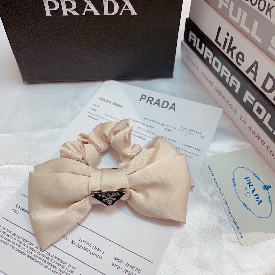 配包装Prada普拉达进口绸缎蝴蝶结发圈细节全部实拍特制面料非常显质感出口订单