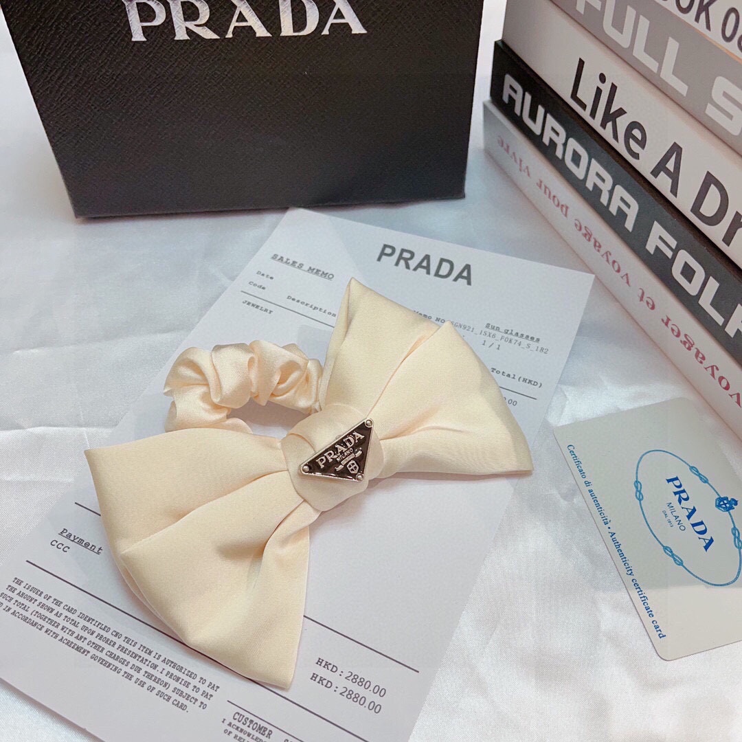 配包装Prada普拉达进口绸缎蝴蝶结发圈细节全部实拍特制面料非常显质感出口订单
