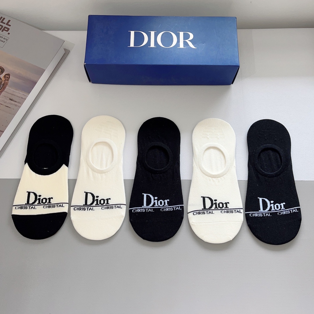 配包装一盒5双Dior迪奥新款船袜袜子！爆款字母专柜同步袜大牌出街潮人必备超好搭