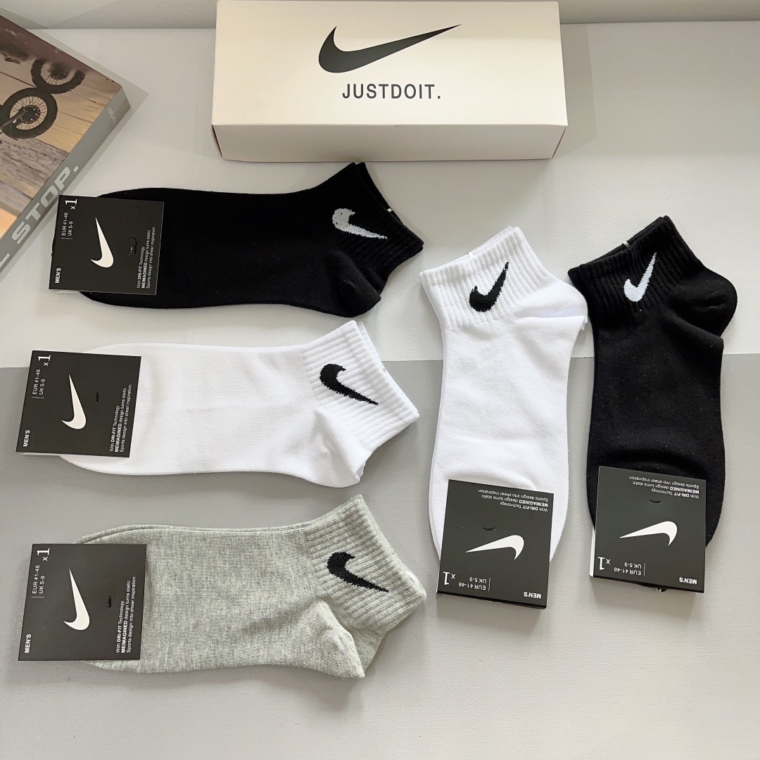 配包装一盒5双新款Nike/耐克高版本短袜精梳棉专柜同步高品质抗菌防臭吸汗透气[得意][得意]