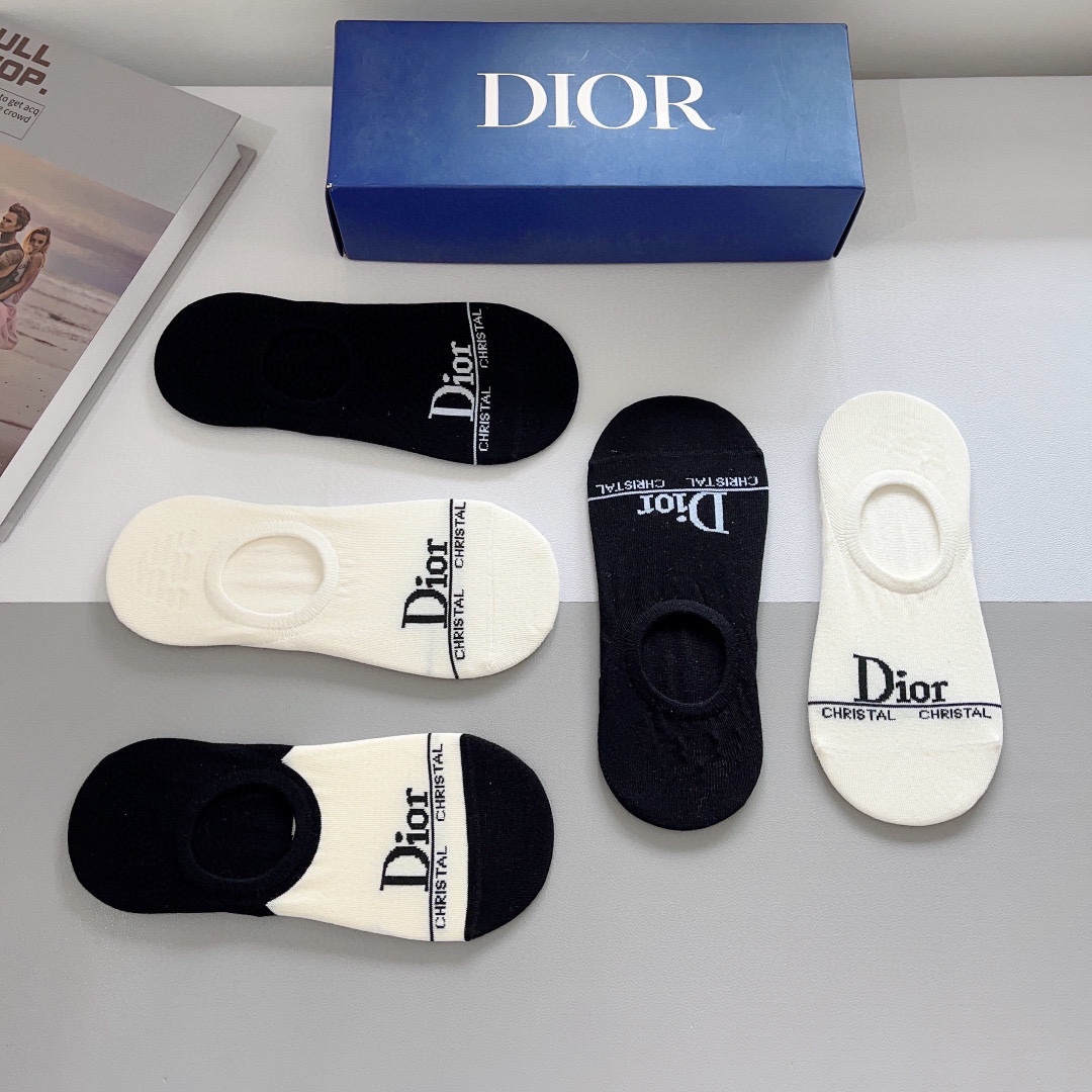 配包装一盒5双Dior迪奥新款船袜袜子！爆款字母专柜同步袜大牌出街潮人必备超好搭