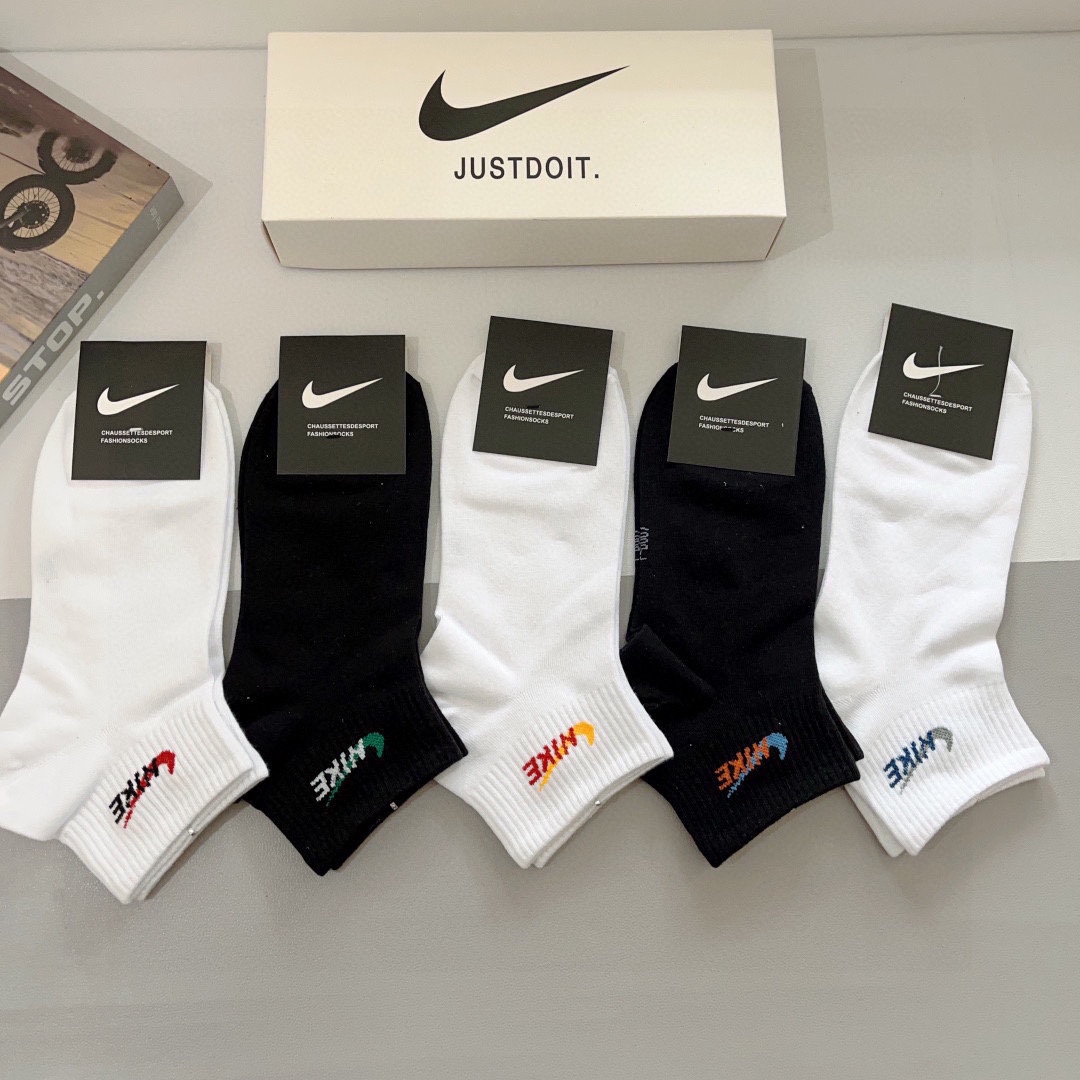 配包装一盒5双新款Nike/耐克高版本短袜精梳棉专柜同步高品质抗菌防臭吸汗透气[得意][得意]