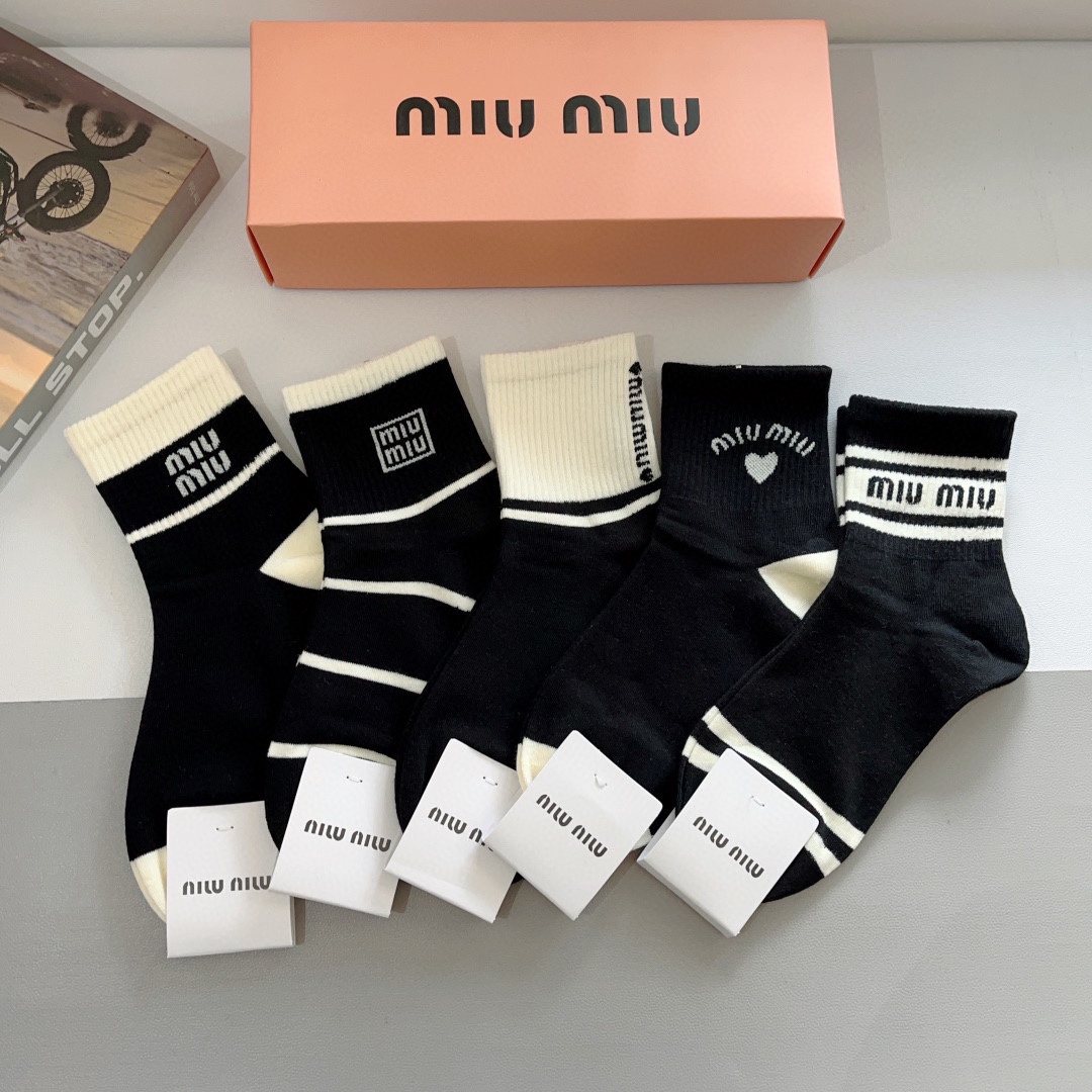 MiuMiu Sock- Mid Tube Socks Cotton