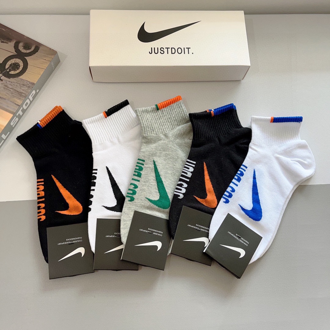 配包装一盒5双新款Nike/耐克高版本短袜精梳棉专柜同步高品质抗菌防臭吸汗透气[得意][得意]