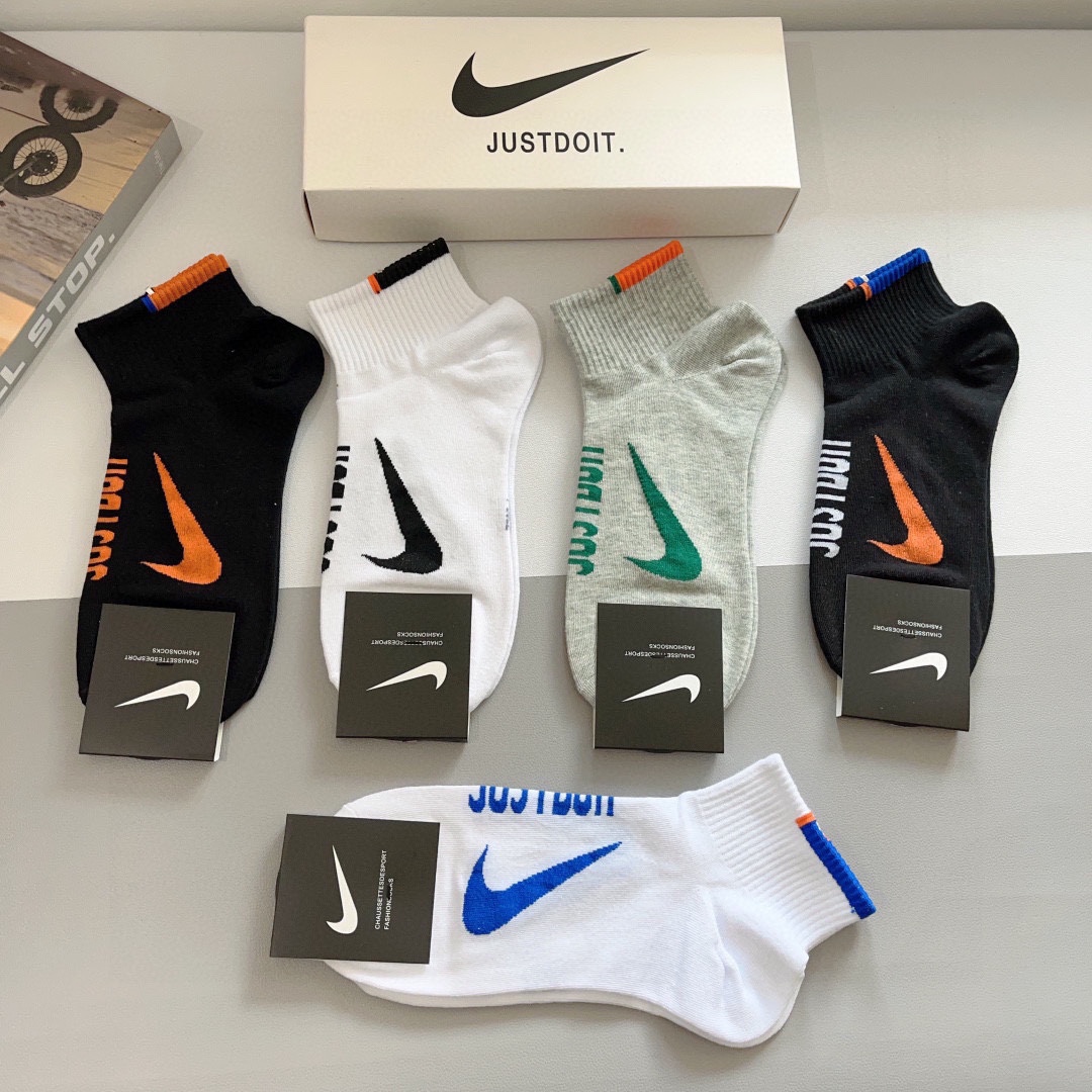 配包装一盒5双新款Nike/耐克高版本短袜精梳棉专柜同步高品质抗菌防臭吸汗透气[得意][得意]