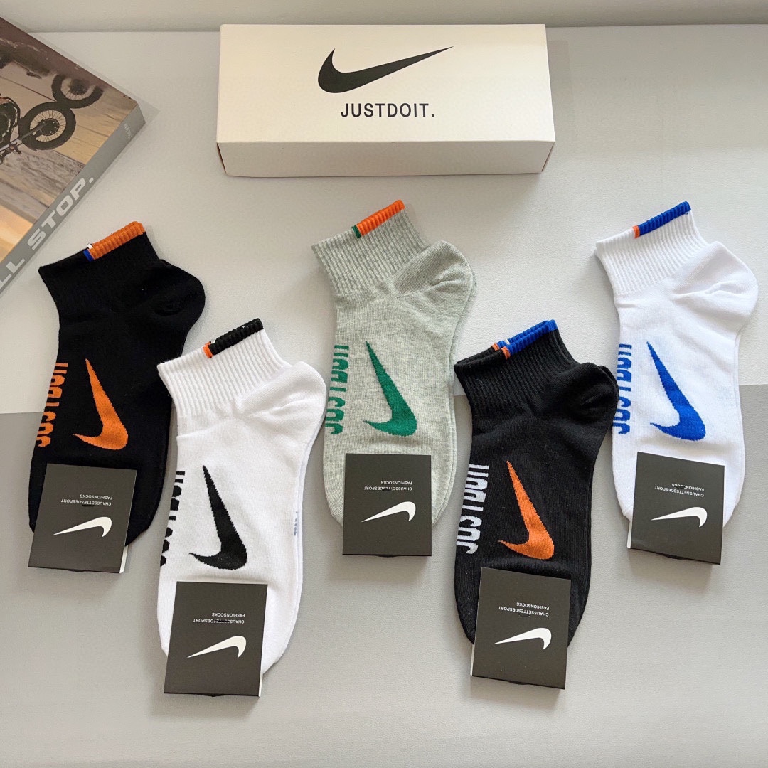 配包装一盒5双新款Nike/耐克高版本短袜精梳棉专柜同步高品质抗菌防臭吸汗透气[得意][得意]