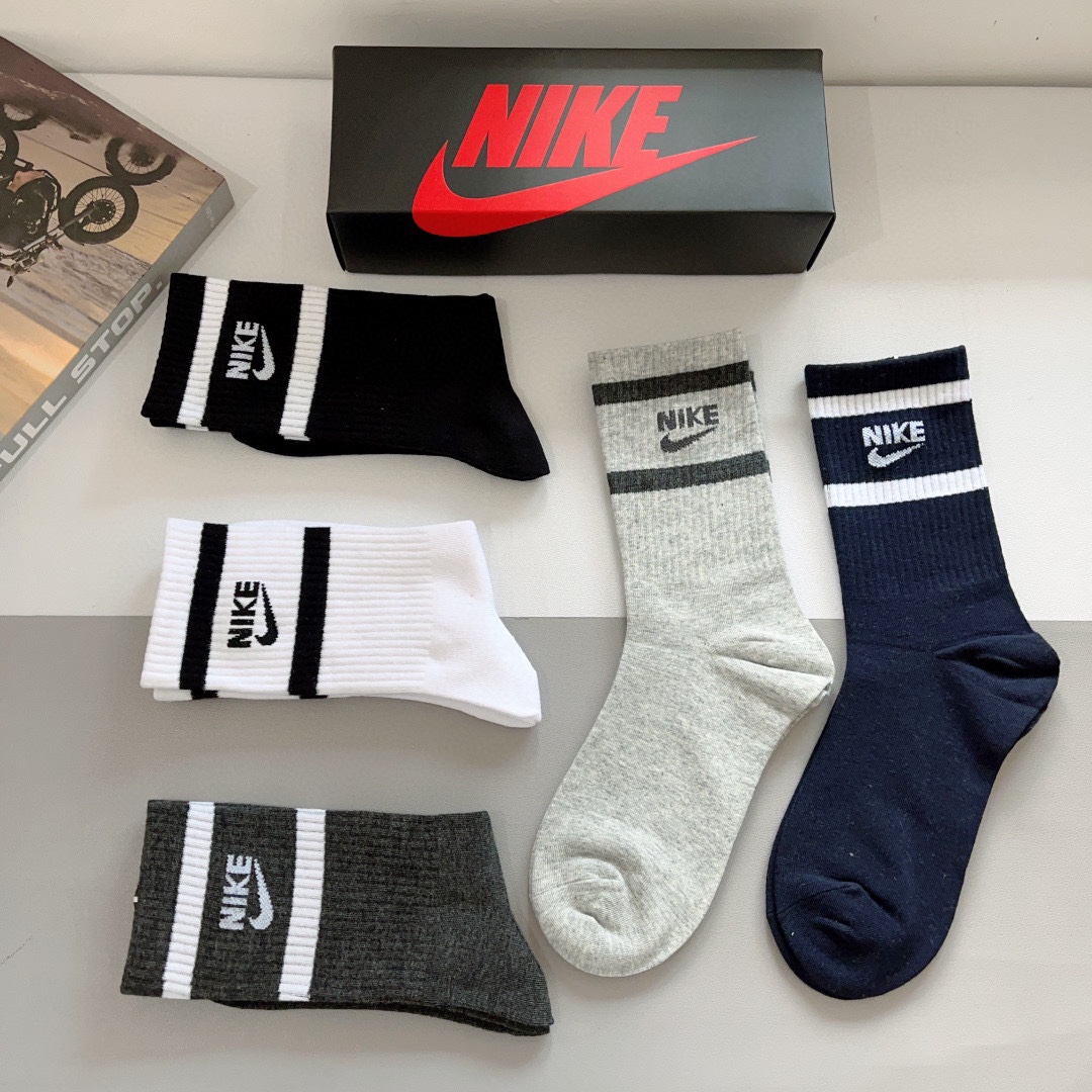 Nike/Nick Cotton-Cooled Socks: High-Quality, Anti-Smelling, 5 Pairs per Box - 图片 8
