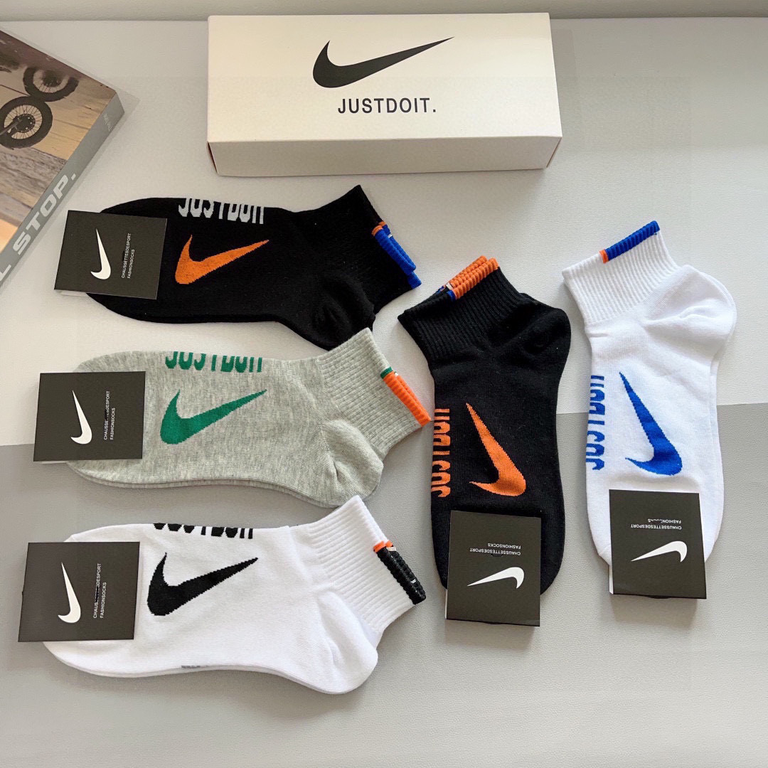 High-End Nike Socks: 5 Pairs per Box, High-Quality Cotton, Odor-Resistant Packaging - 图片 7