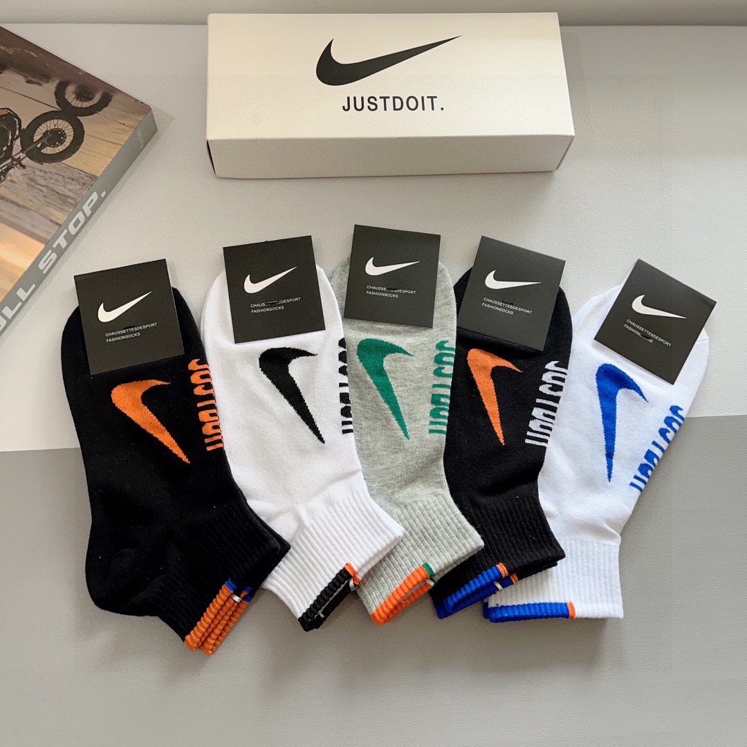 High-End Nike Socks: 5 Pairs per Box, High-Quality Cotton, Odor-Resistant Packaging - 图片 3