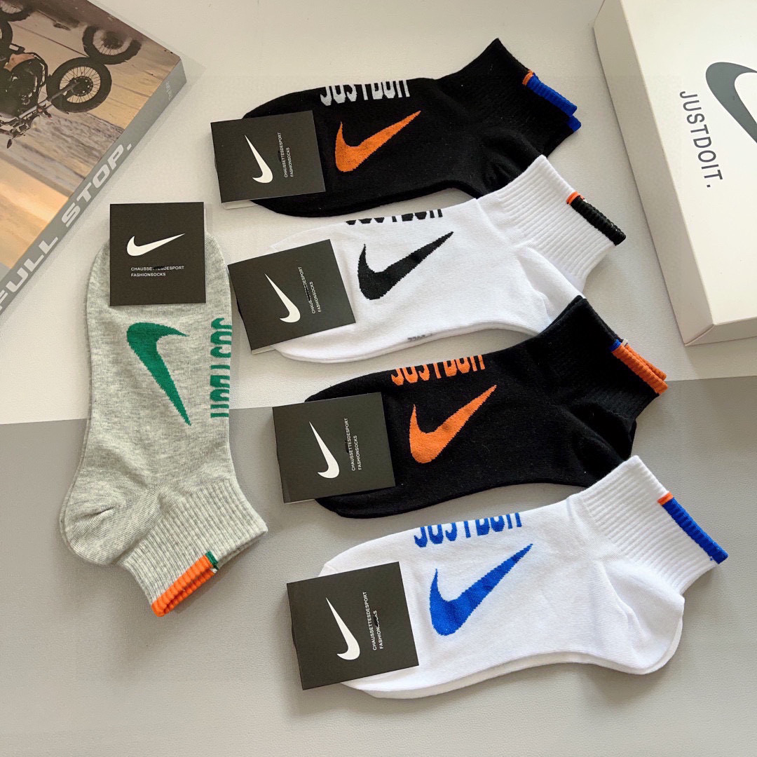 High-End Nike Socks: 5 Pairs per Box, High-Quality Cotton, Odor-Resistant Packaging - 图片 8