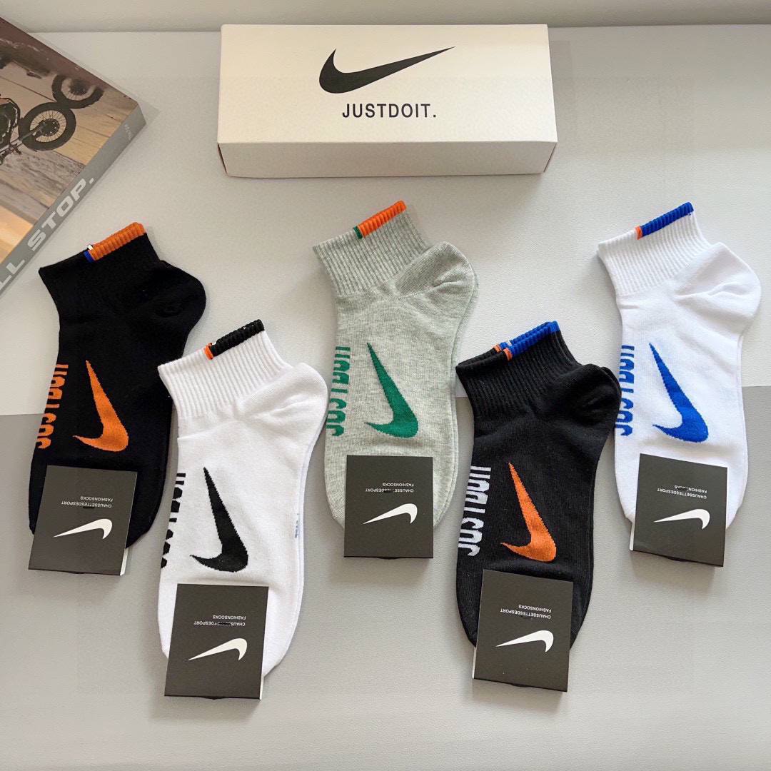 High-End Nike Socks: 5 Pairs per Box, High-Quality Cotton, Odor-Resistant Packaging - 图片 9