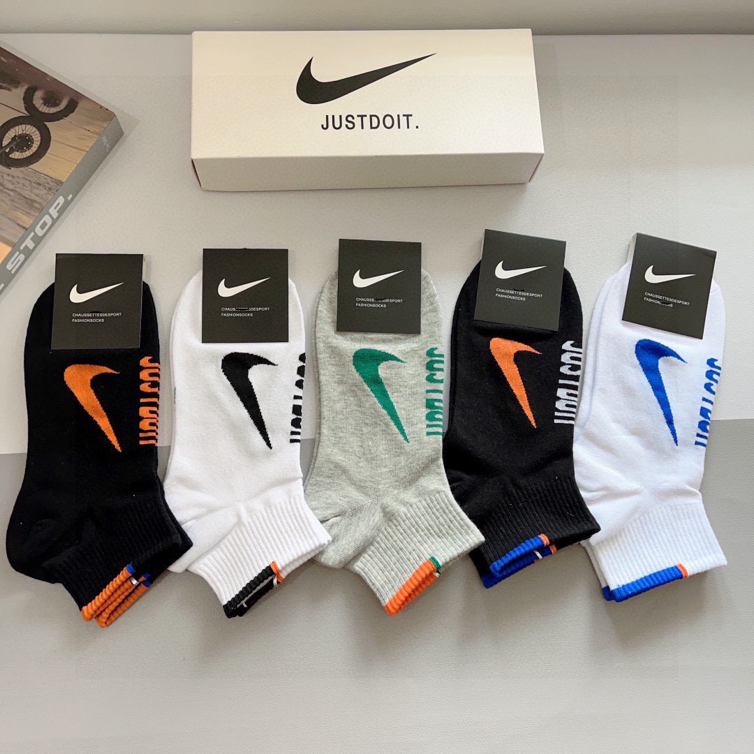 High-End Nike Socks: 5 Pairs per Box, High-Quality Cotton, Odor-Resistant Packaging - 图片 4