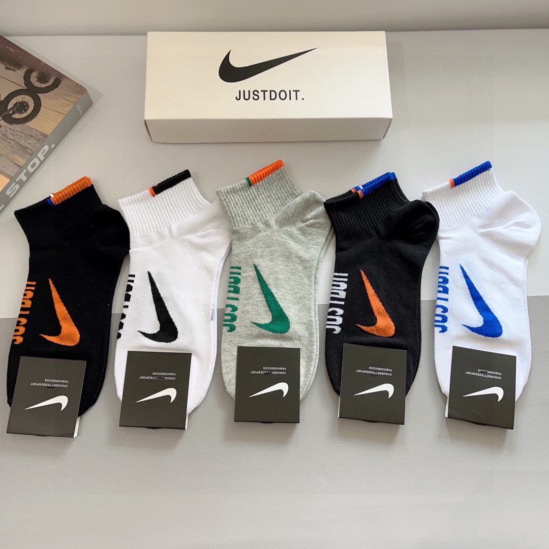 High-End Nike Socks: 5 Pairs per Box, High-Quality Cotton, Odor-Resistant Packaging - 图片 2