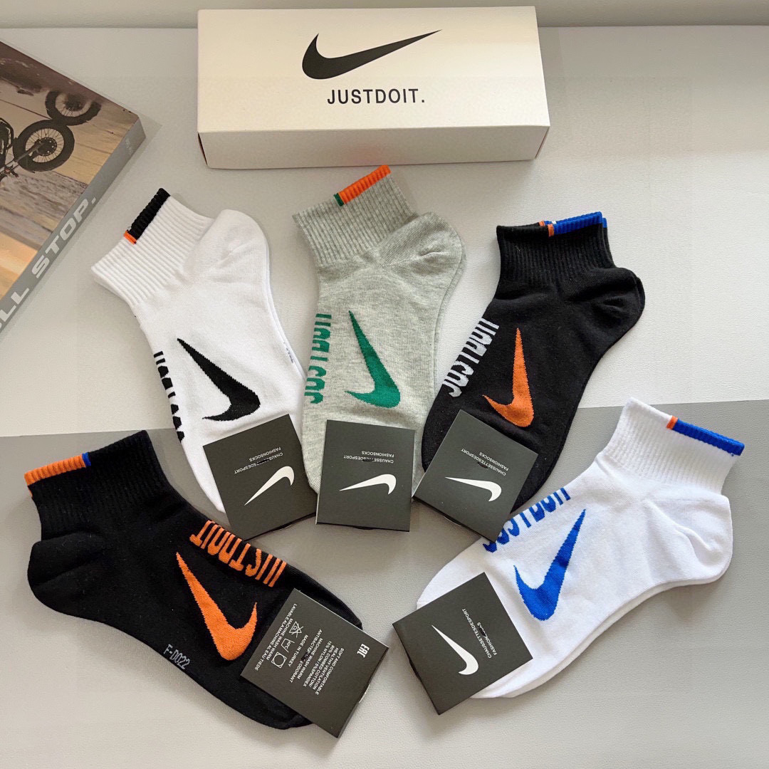 High-End Nike Socks: 5 Pairs per Box, High-Quality Cotton, Odor-Resistant Packaging - 图片 6