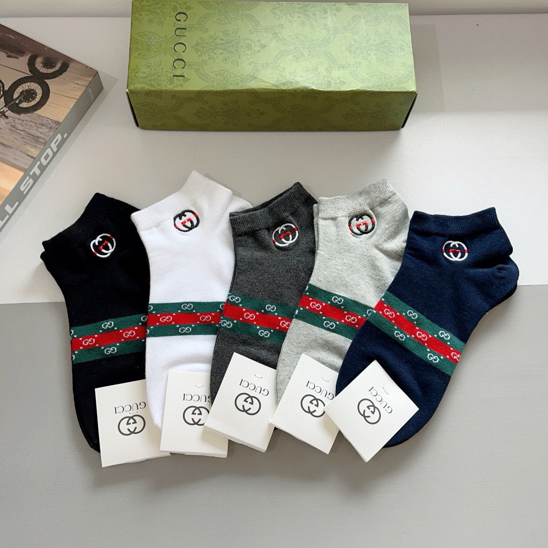 NO:296729,Packaging (5 pairs per box) Gucci Hot classic men's boat socks, embroidered pure cotton fabric, a must-have for trendy people, classic pair of G socks, personalized and fashionable and versatile!  socks, stockings, socks, gucci, socks19860909配包装（一盒5双） Gucci 古奇 火爆经典款男士船袜,刺绣纯棉面料,潮人必备 ,经典双G袜子,个性时尚百搭款！袜子,丝袜,袜子,gucci,socks,accessory