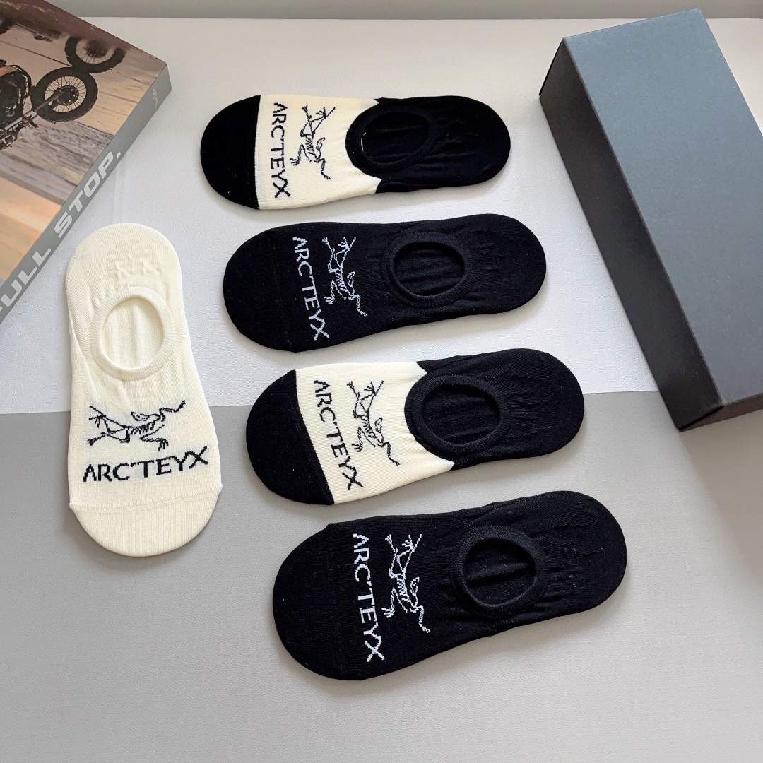 配包装（一盒5双）ARC·TERYX（始祖鸟）2024春款新品火爆船袜❗️高版本纯棉材质柔软，秒杀市场普