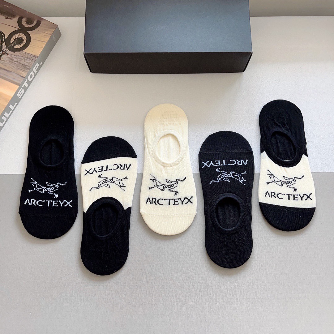 配包装（一盒5双）ARC·TERYX（始祖鸟）2024春款新品火爆船袜❗️高版本纯棉材质柔软，秒杀市场普