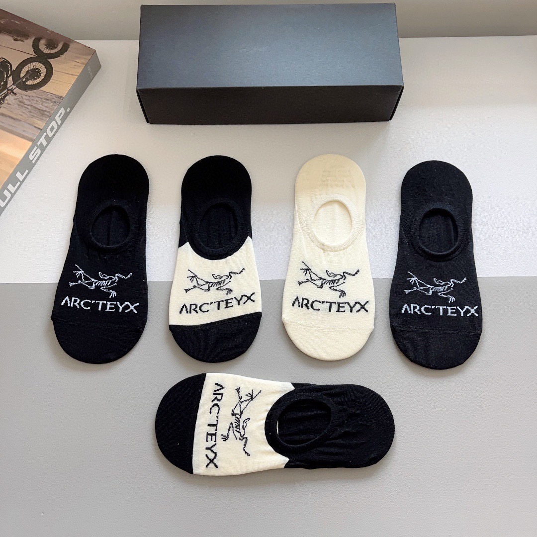 配包装（一盒5双）ARC·TERYX（始祖鸟）2024春款新品火爆船袜❗️高版本纯棉材质柔软，秒杀市场普