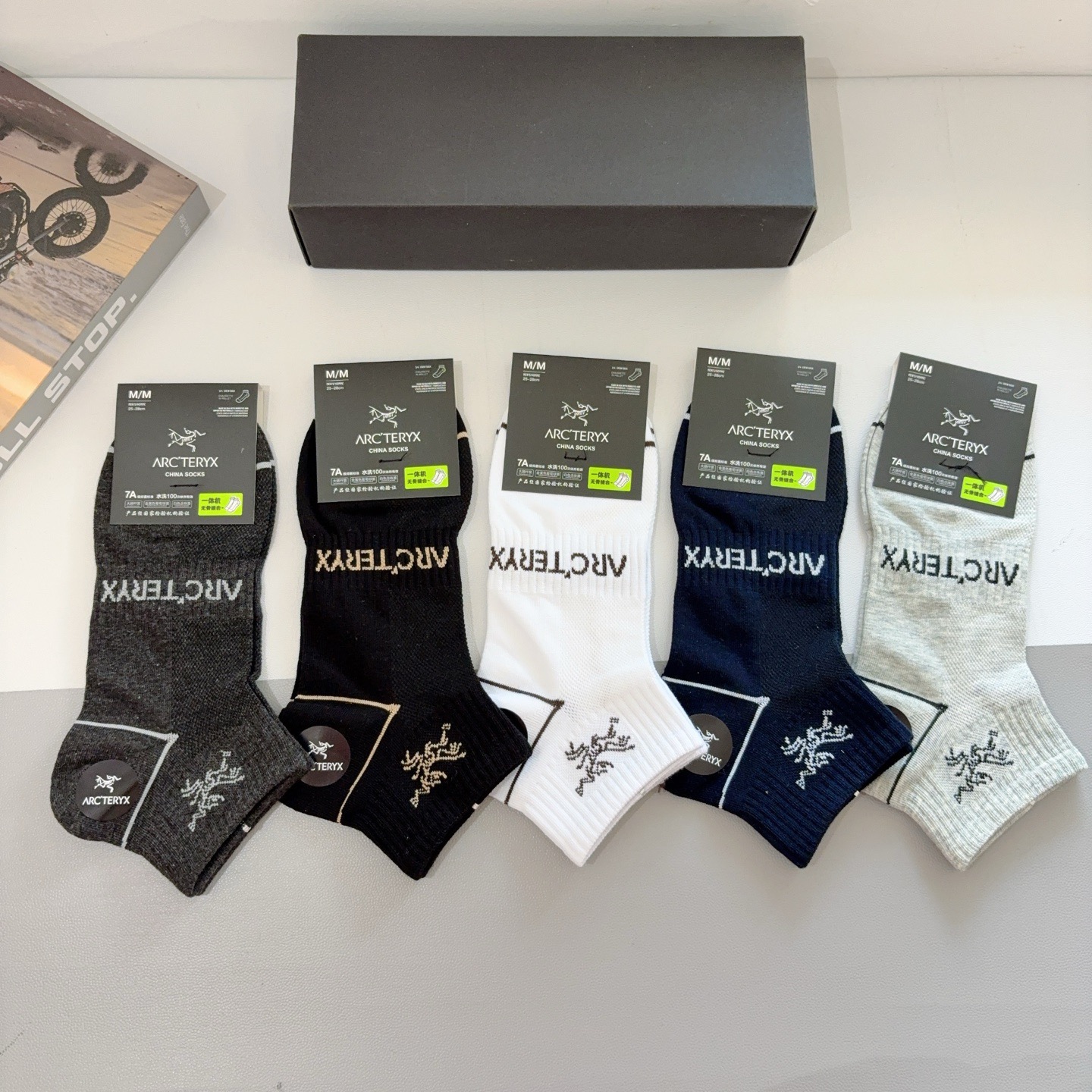 配包装（一盒5双）ARC·TERYX（始祖鸟）新款火爆船袜❗️高版本纯棉材质柔软，经典图案logo，网红