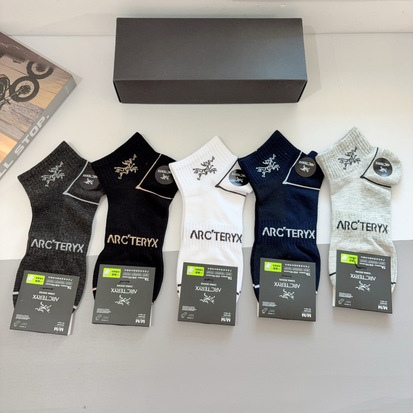 配包装（一盒5双）ARC·TERYX（始祖鸟）新款火爆船袜❗️高版本纯棉材质柔软，经典图案logo，网红