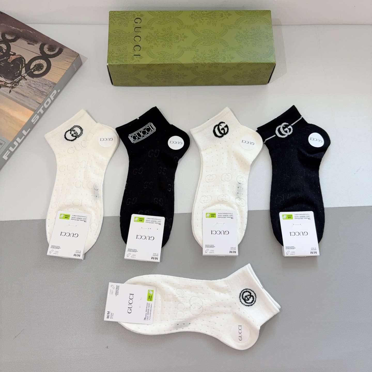 配包装【一盒5双】Gucci （古奇）新款竹棉短筒袜子❗️ins明星网红推荐❗️火爆至极🔥轻薄柔软透气，