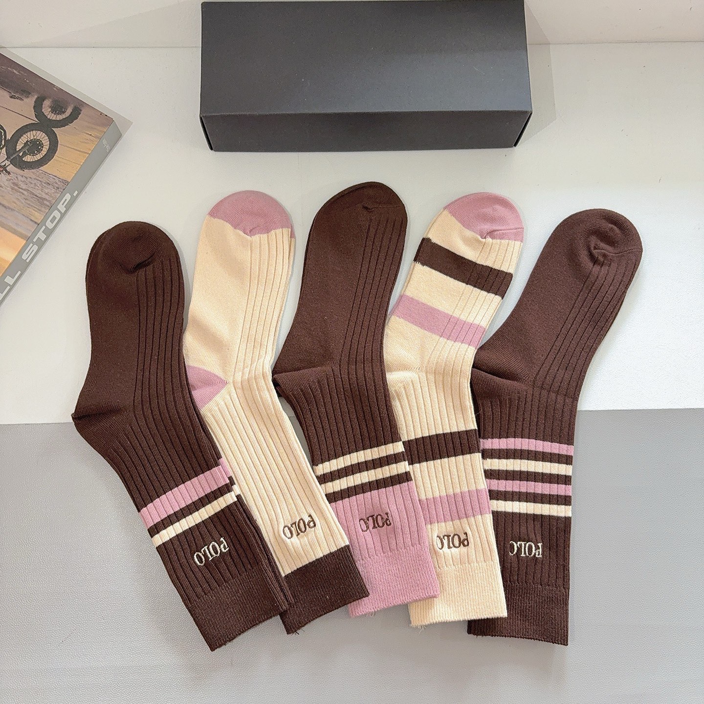 配包装【一盒5双】Polo （保罗）高版本双针刺绣长筒小腿袜🔥潮人必不可少的时尚专柜代购长筒袜子 ，超好