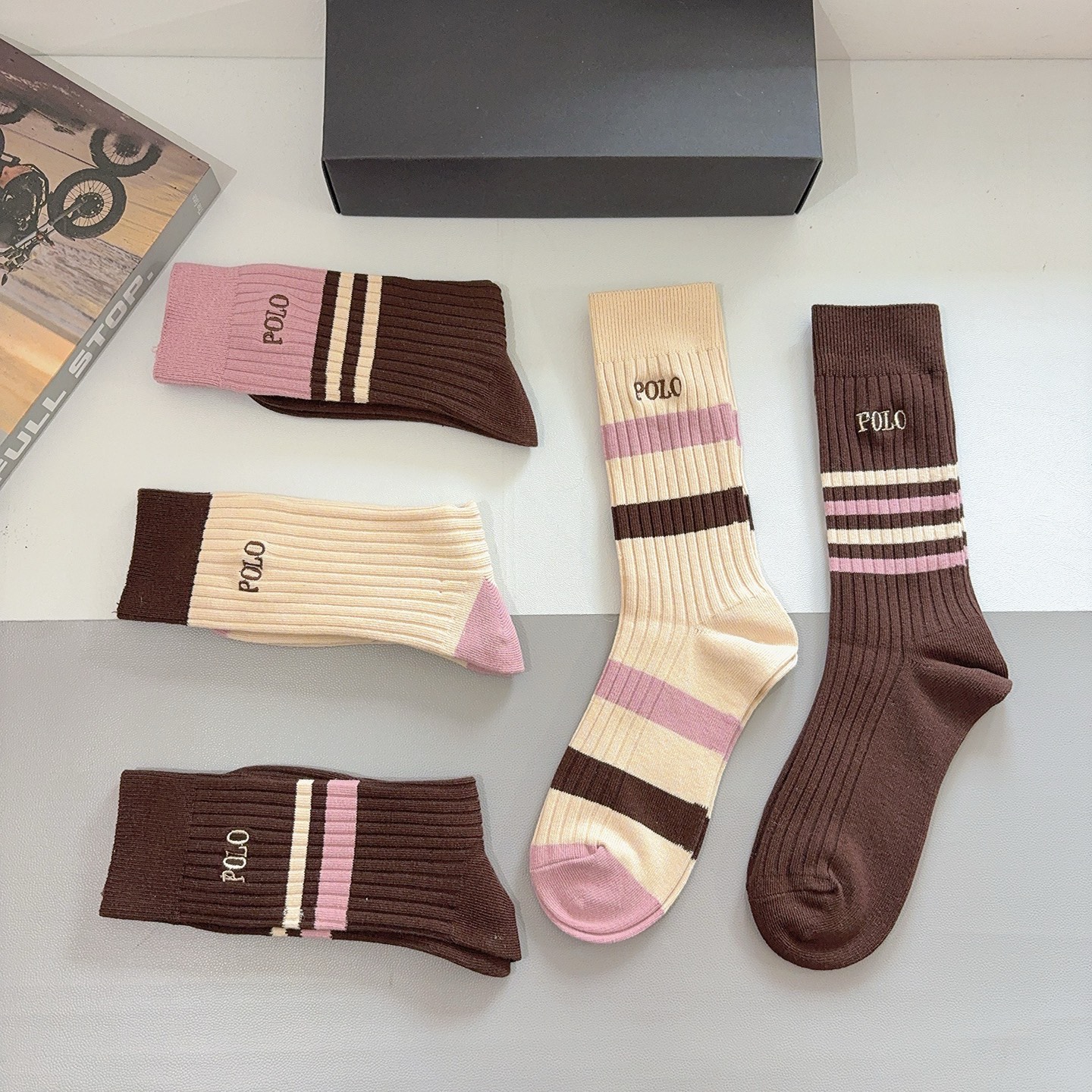 配包装【一盒5双】Polo （保罗）高版本双针刺绣长筒小腿袜🔥潮人必不可少的时尚专柜代购长筒袜子 ，超好