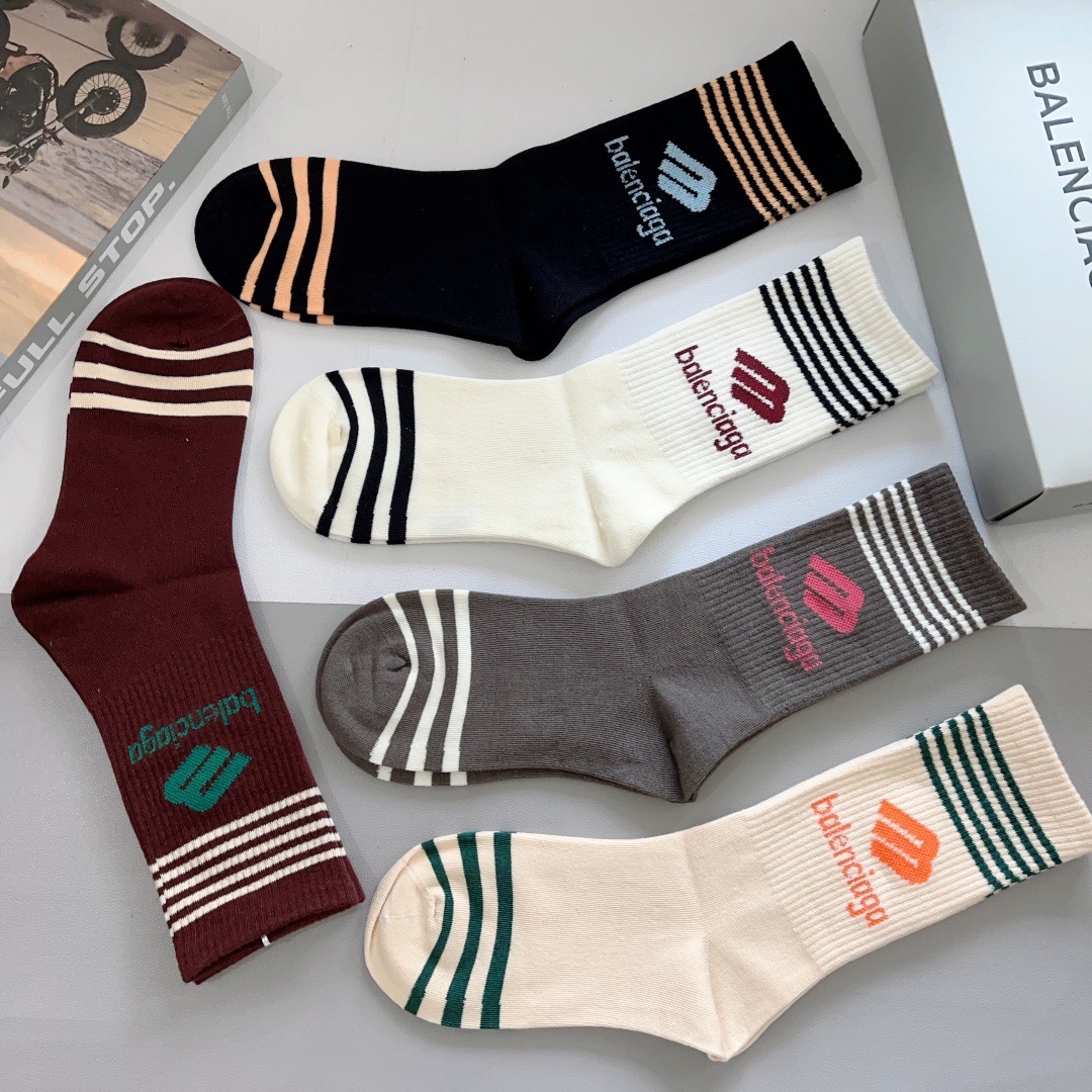 配包装【一盒5双】BALENCIAGA 巴黎世家高版本超级柔软长筒袜子🔥潮人必不可少的时尚专柜代购长筒袜