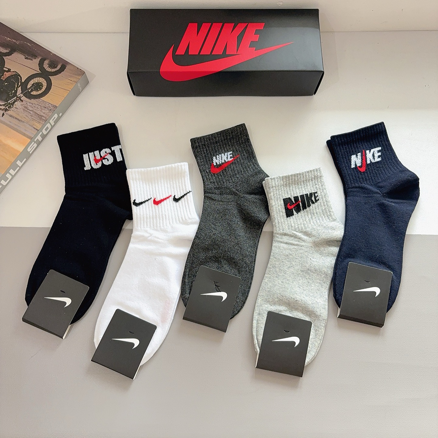 配包装（一盒5双）新款 Nike/耐克 高版本中筒短袜 超柔软面料 专柜同步男款袜子 抗菌防臭吸汗透气百