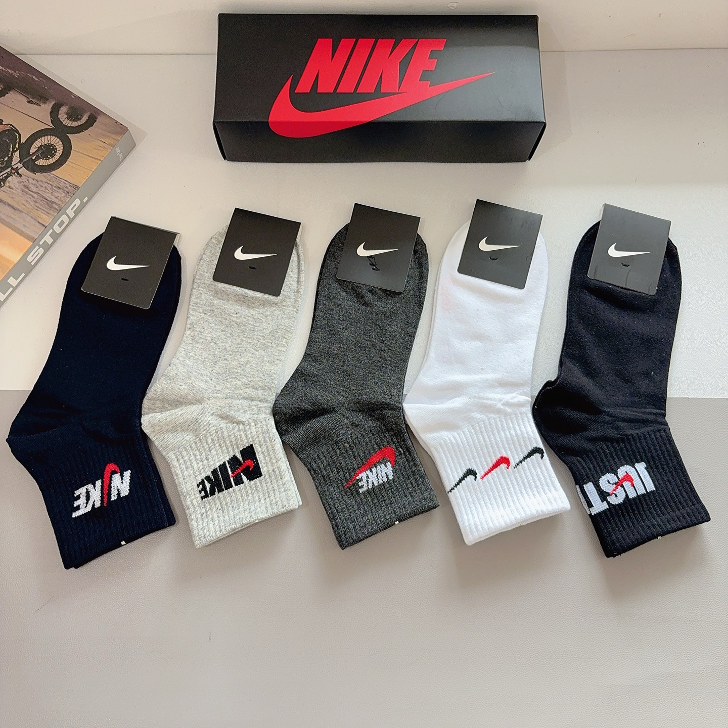 配包装（一盒5双）新款 Nike/耐克 高版本中筒短袜 超柔软面料 专柜同步男款袜子 抗菌防臭吸汗透气百